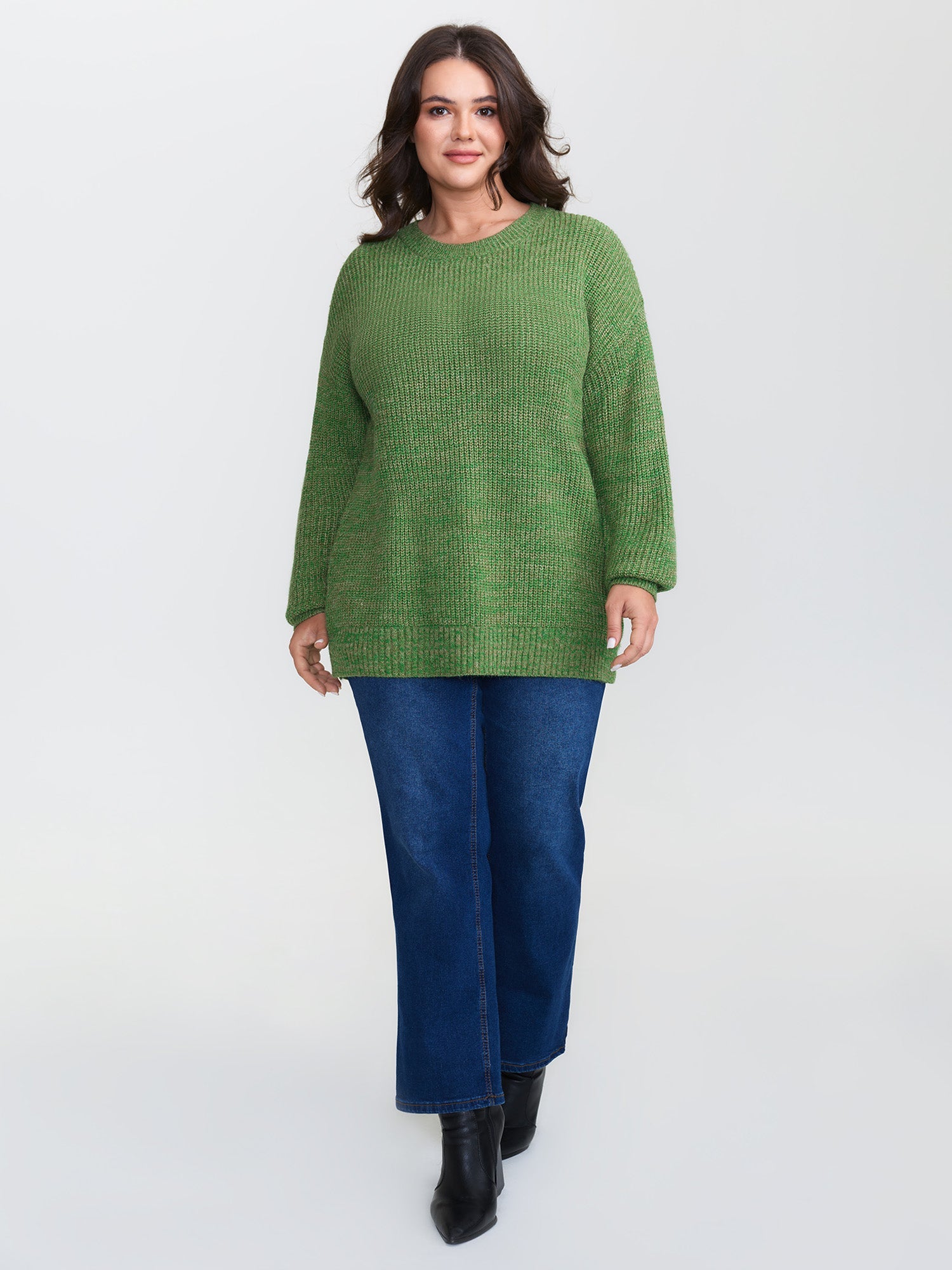 Color Blend Yarn Textured Pullover