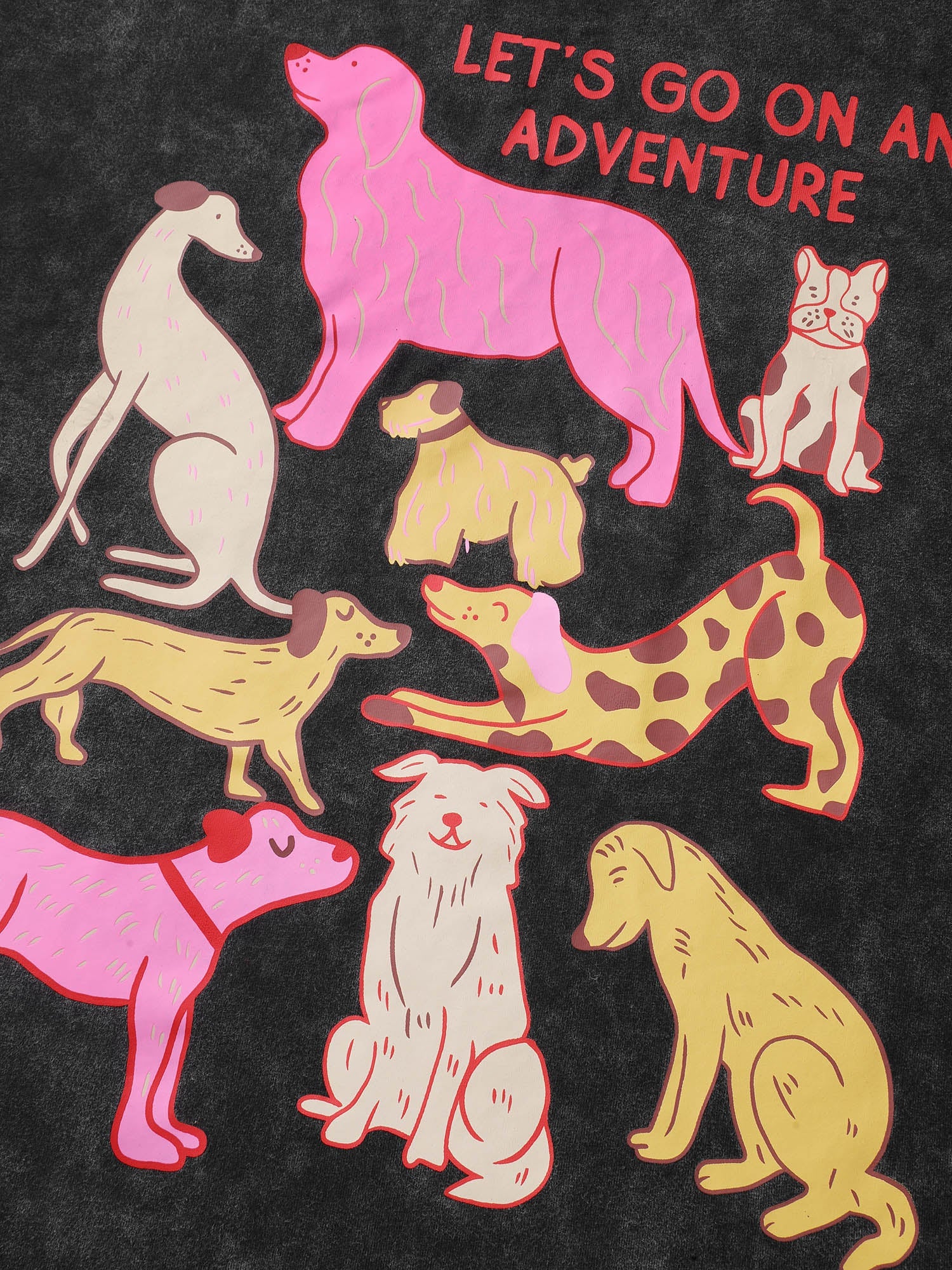 Dogs Print Snow-Wash T-Shirt