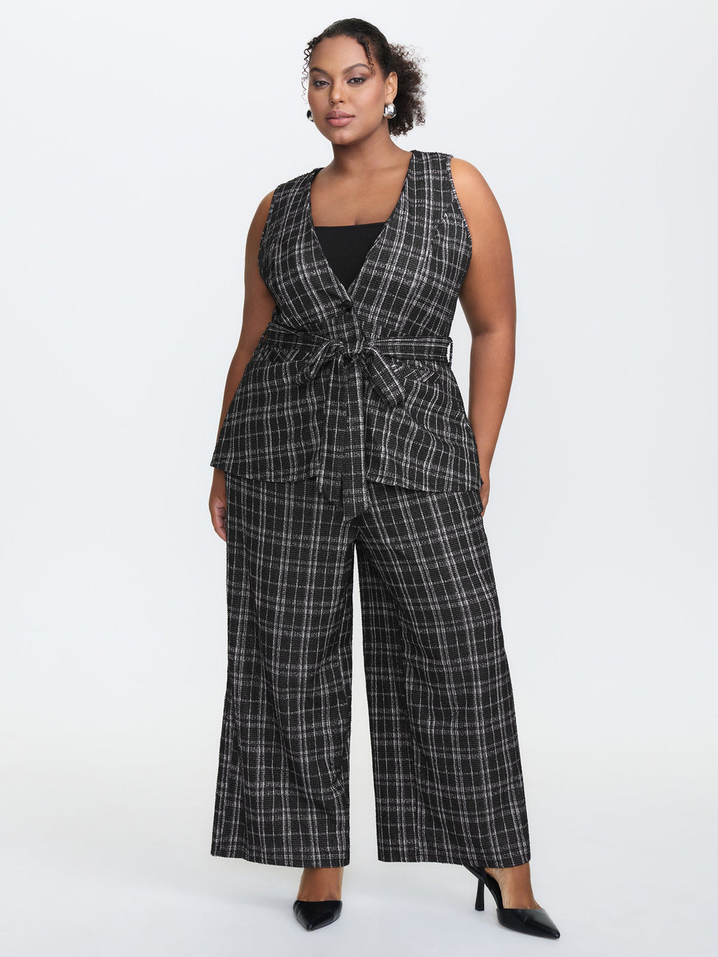 2-in-1 Stretchy Tweed Jumpsuit