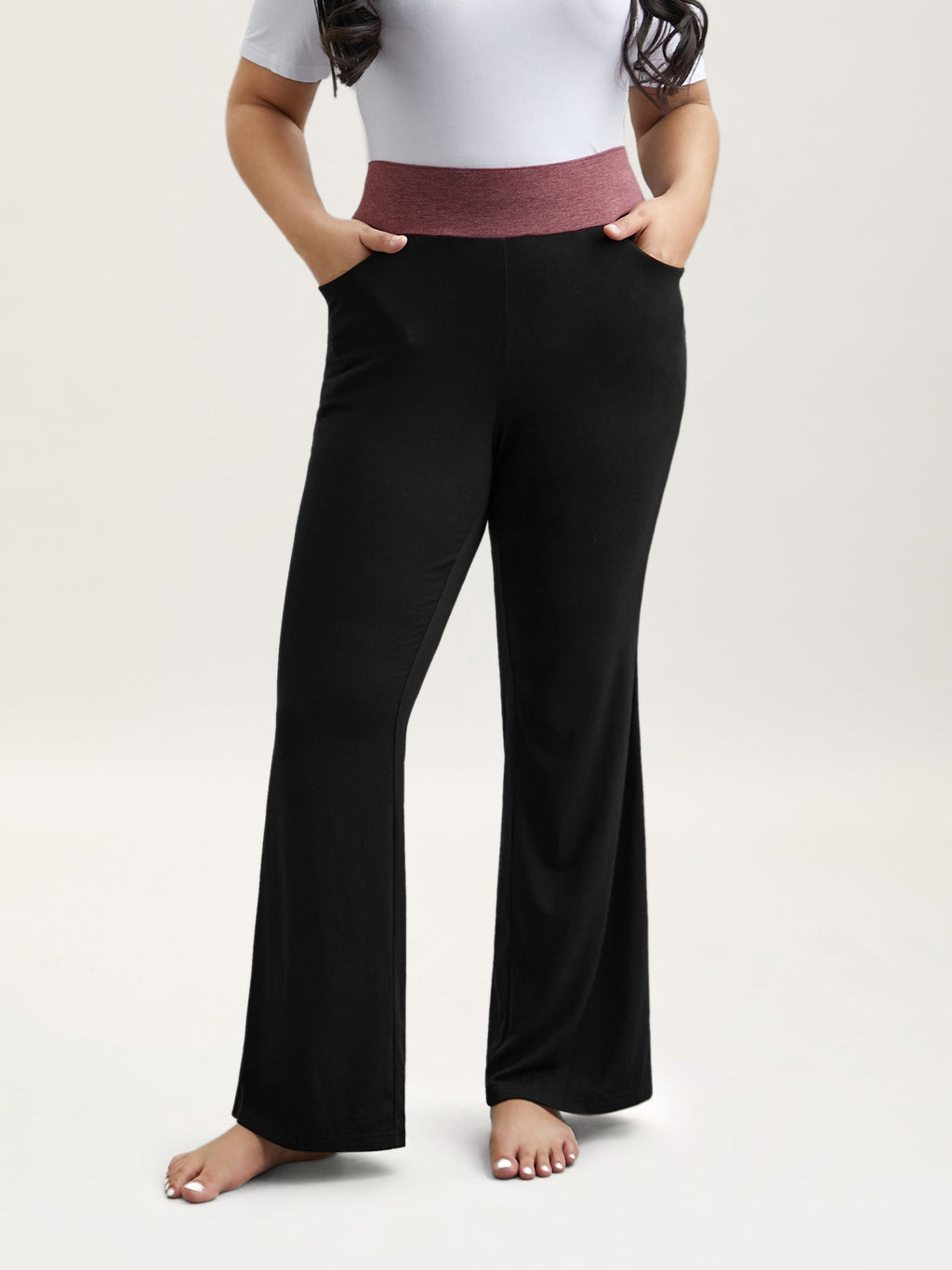 Color-Block Mid Rise Tight Pants