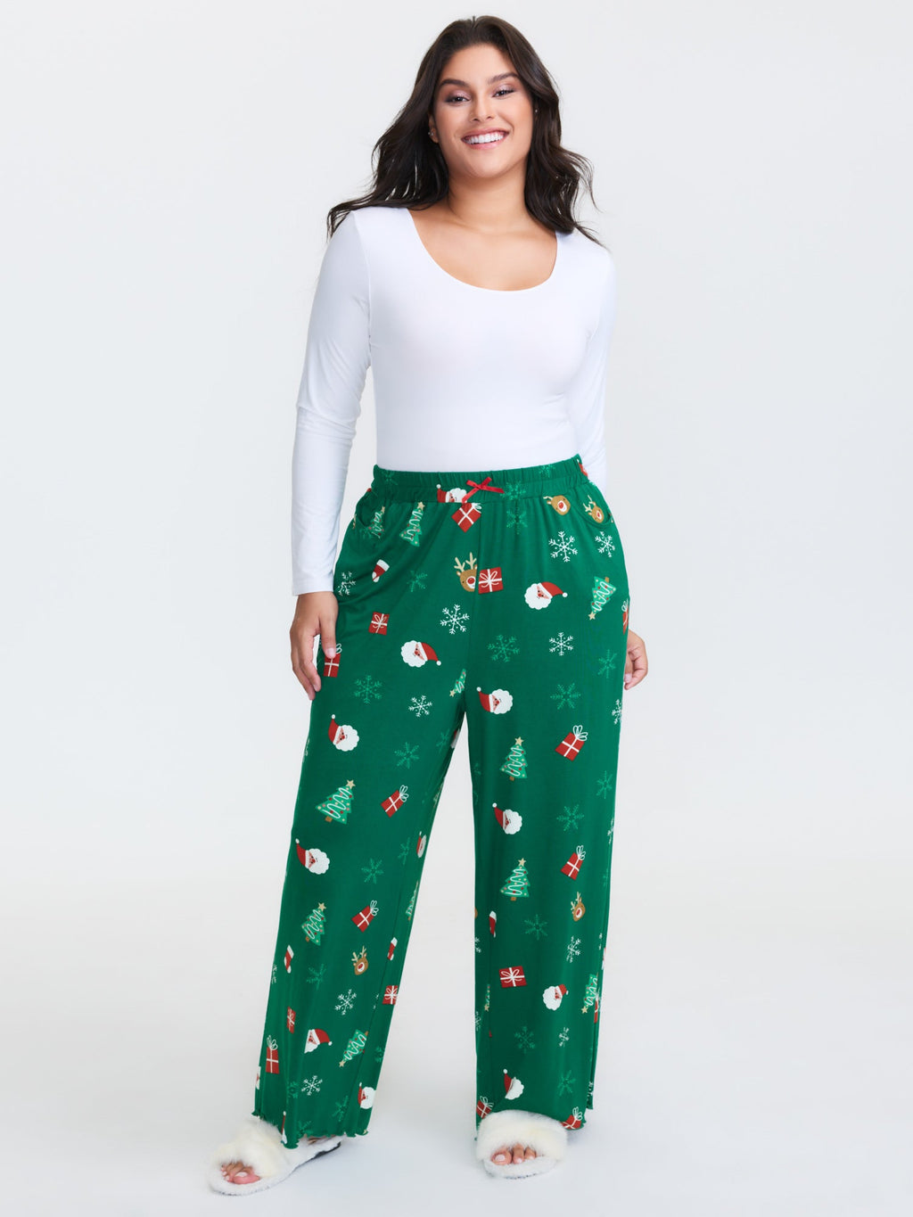 Cozy Holiday Print Lounge Bottoms