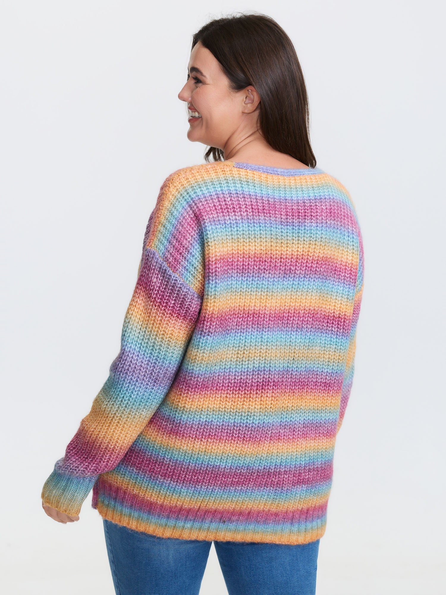 Colorful Front-Tie Heather Knit Cardigan