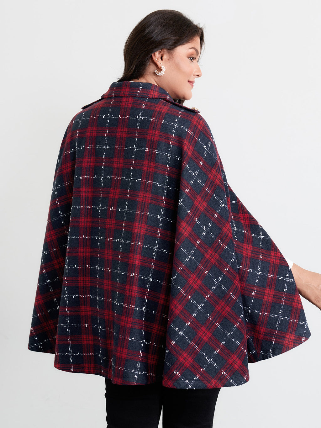 Holiday Plaid Double Button Hoodie Jacket