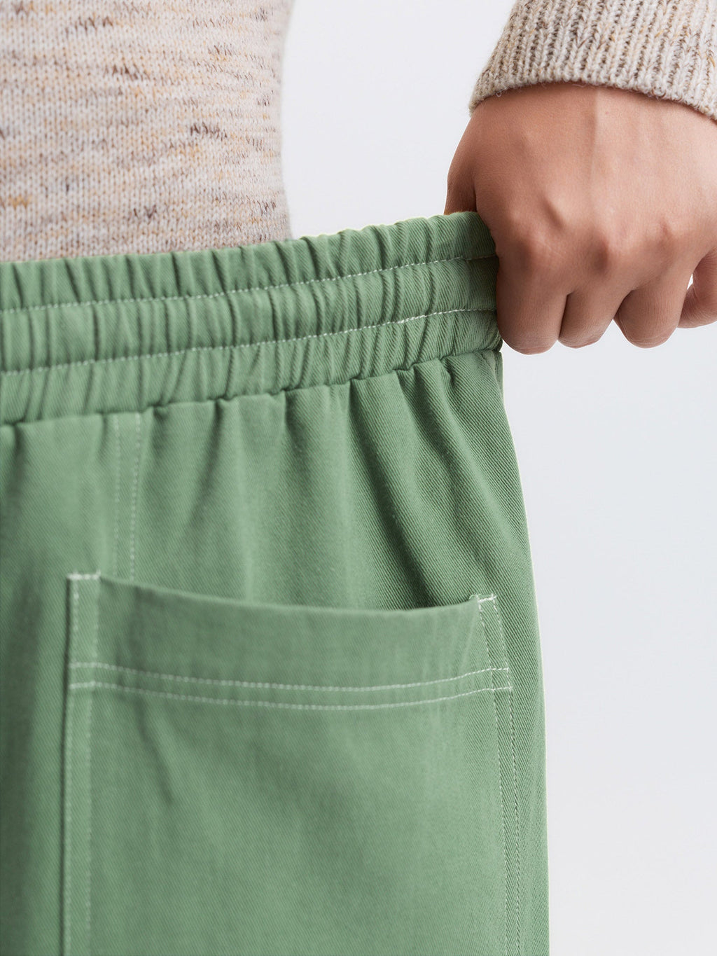 Cotton Distress Washed Drawstring Waist Pants