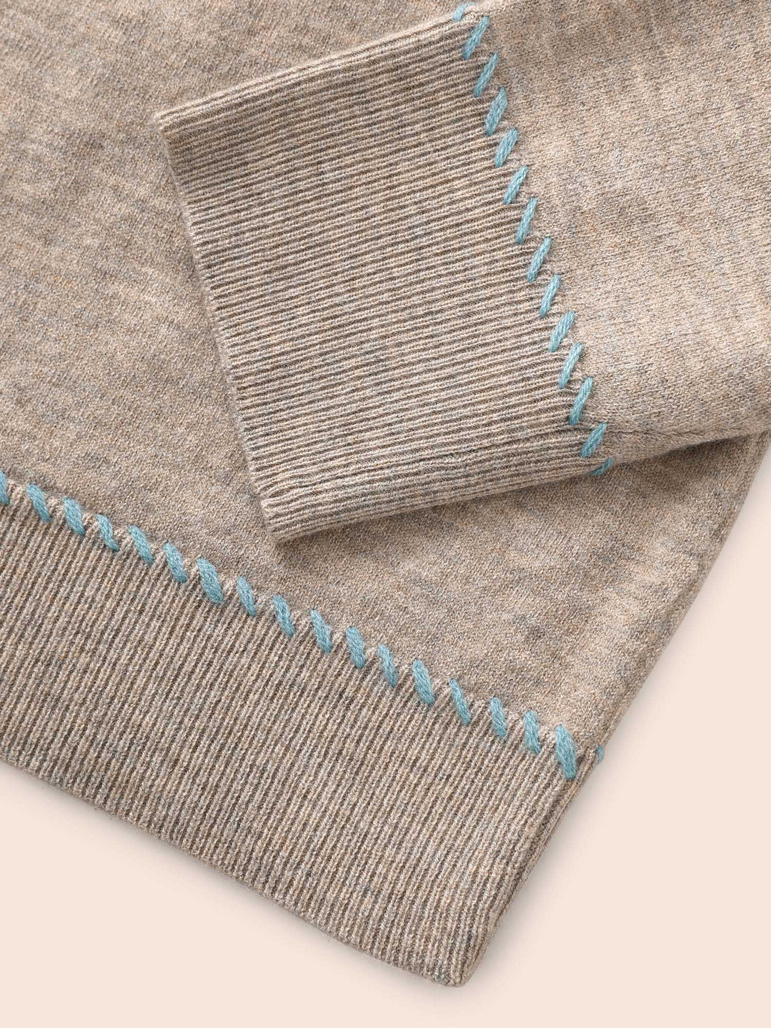 Anti-Pilling Round Neck Contrast Trim Pullover