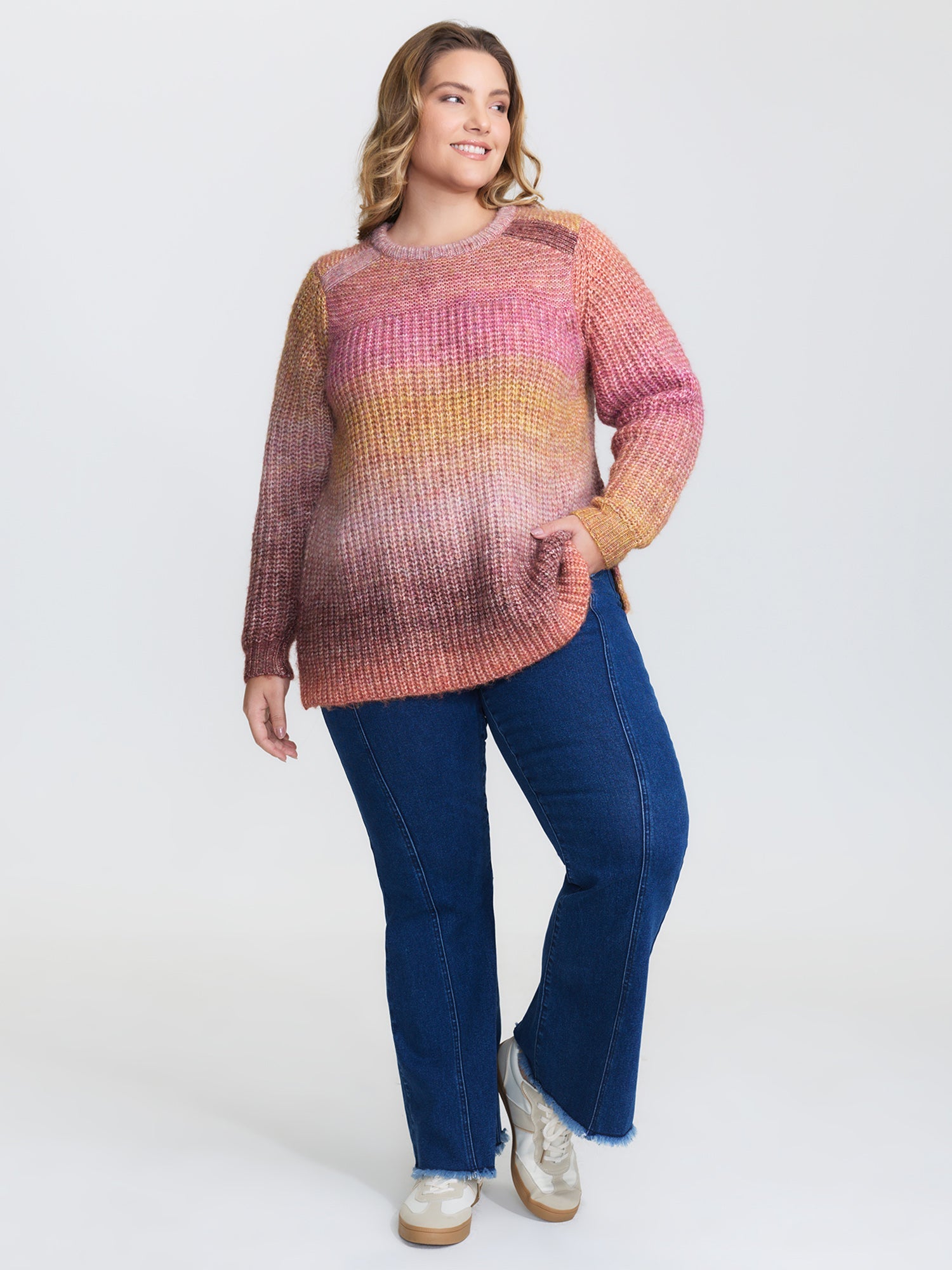 Color Gradient Textured Stretchy Pullover