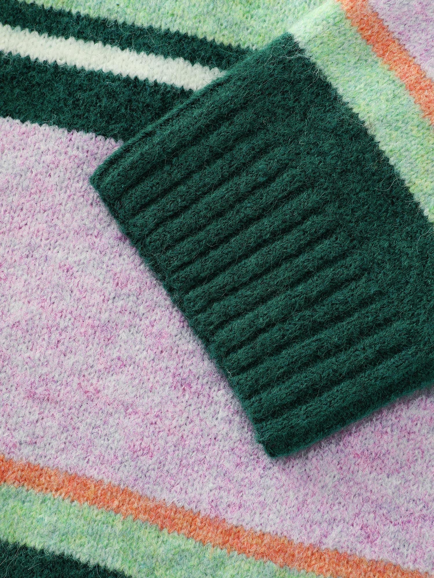 Colorful Stripe Drape Turtleneck Sweater Dress