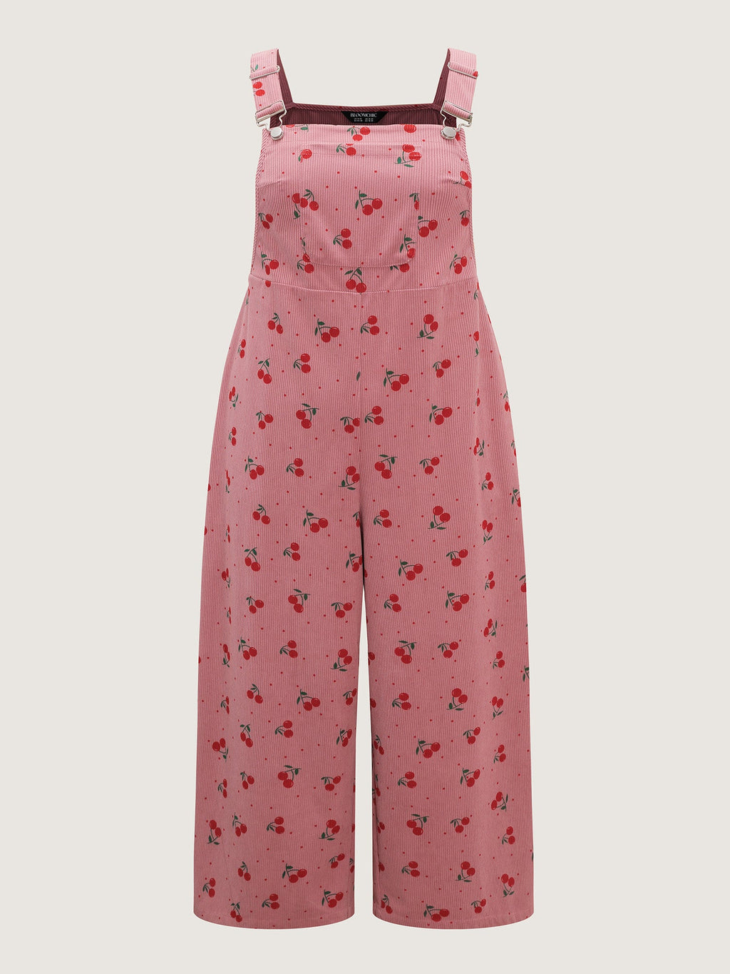 Cherry Print Adjustable Overall Straps Jumpsuit