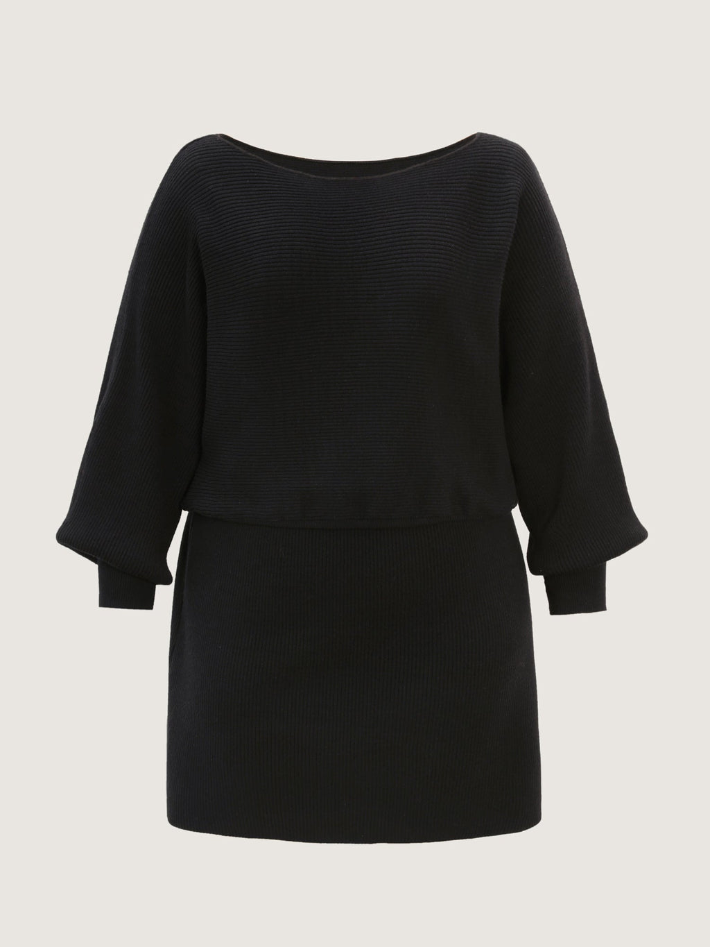 Boatneck Textured Dolman Sleeve Sweater Dress