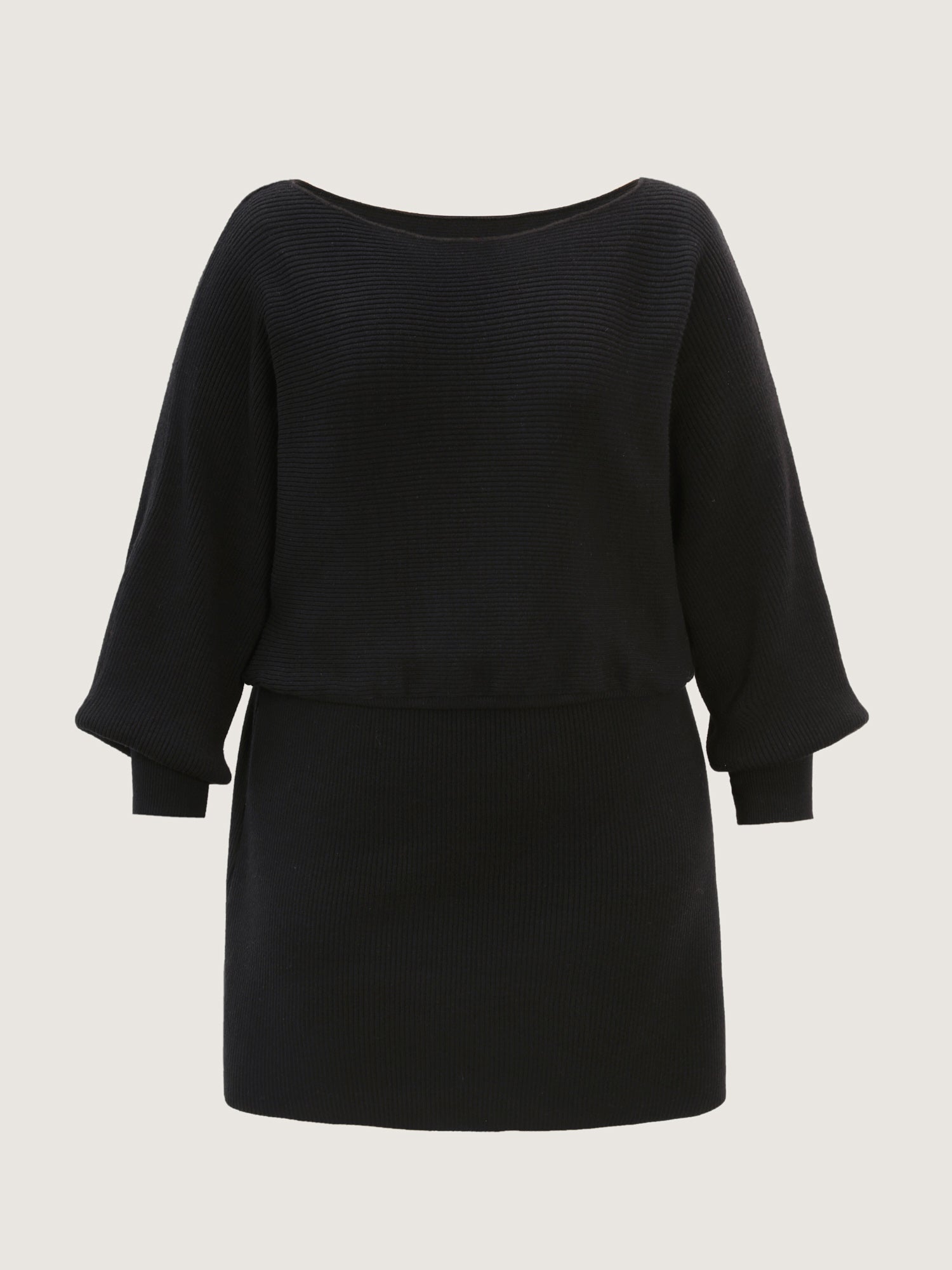 Boatneck Textured Dolman Sleeve Sweater Dress