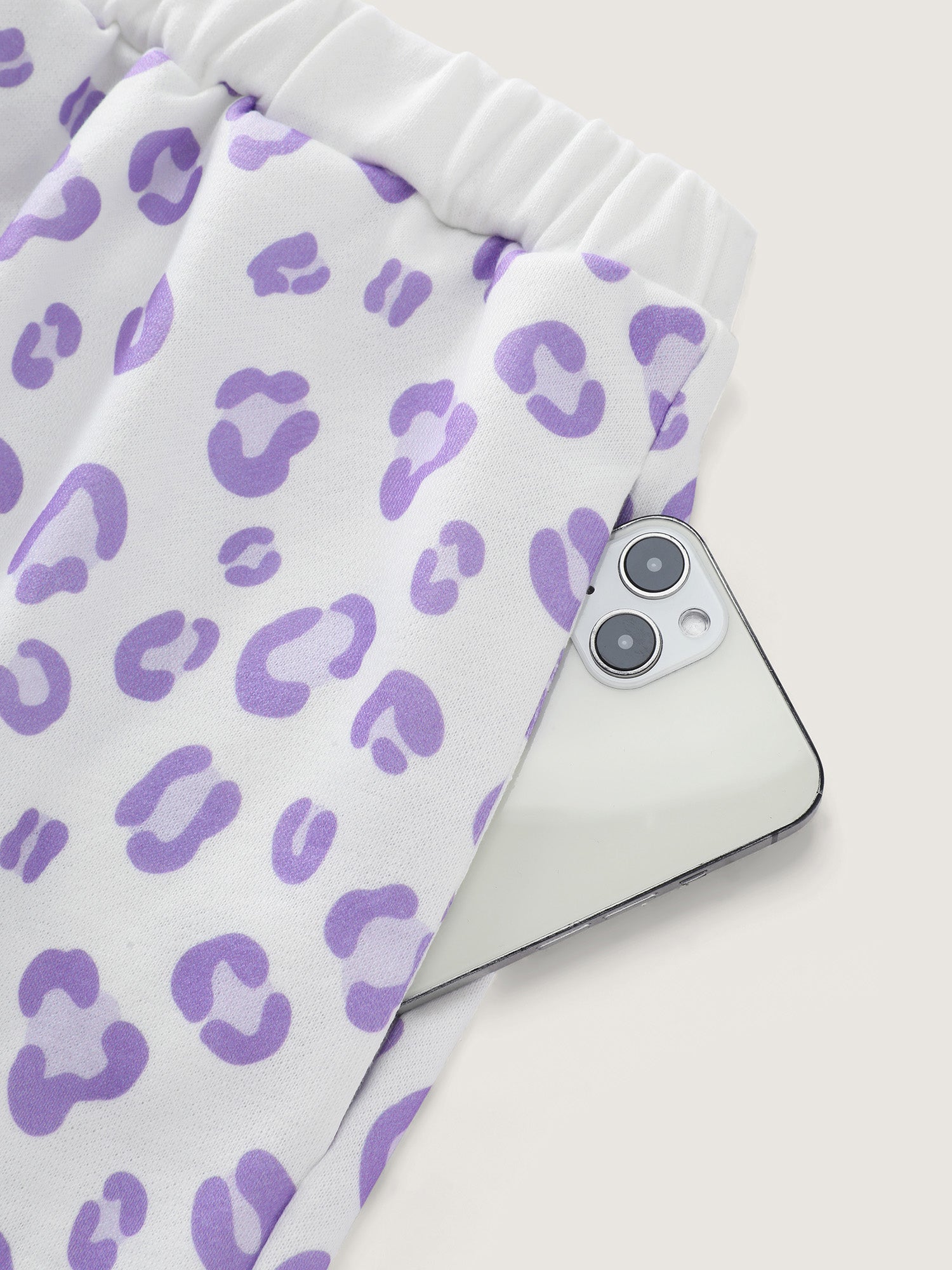 Cozy Leopard Print Contrast Loungewear Set