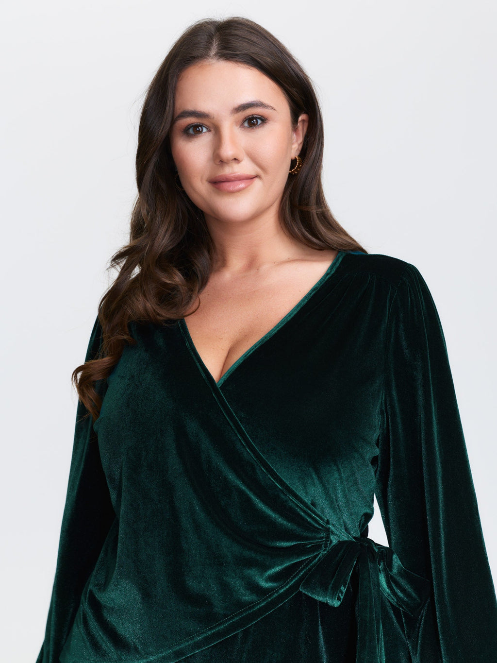 Cheerful Velvet Wrap Tie Blouse