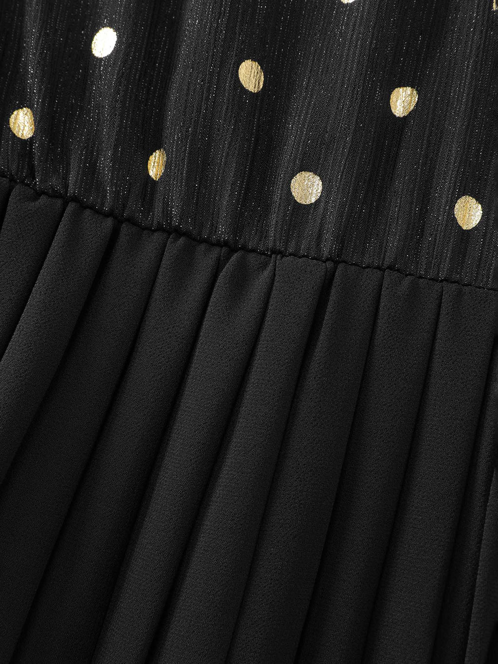 Chiffon Gold Polka Dots Cinched-Waist Jumpsuit