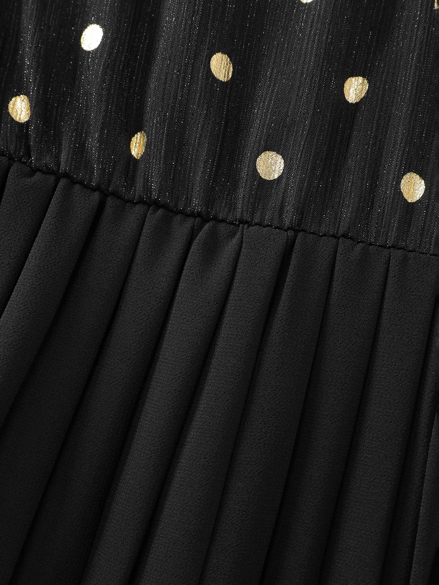 Chiffon Gold Polka Dots Cinched-Waist Jumpsuit