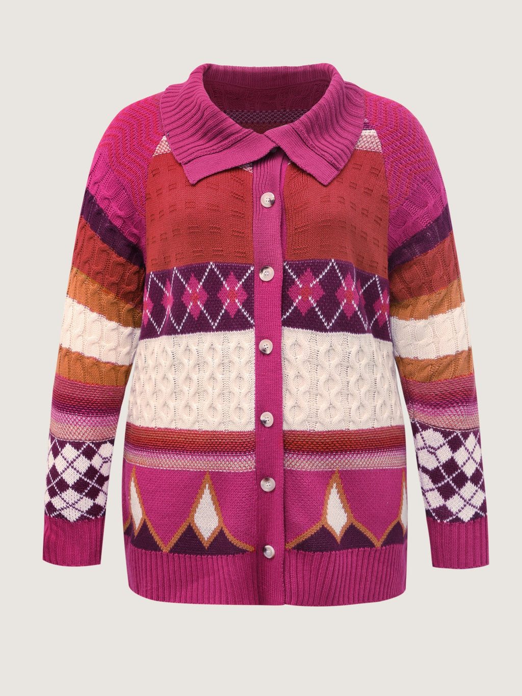 Boho Pattern Jacquard Knit Cardigan