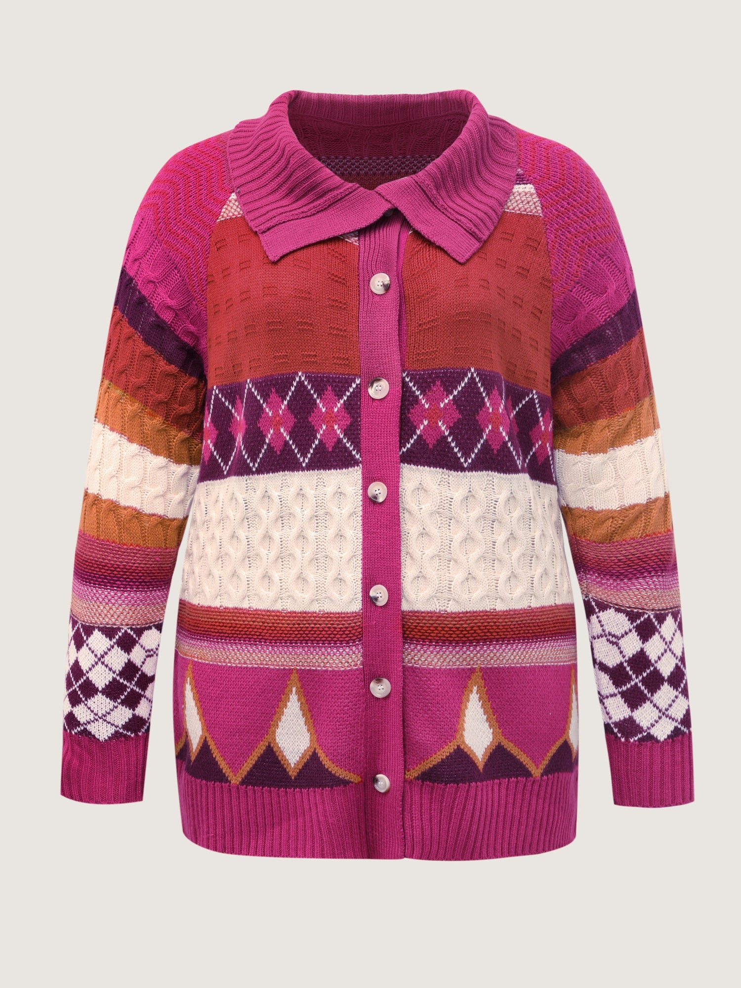 Boho Pattern Jacquard Knit Cardigan