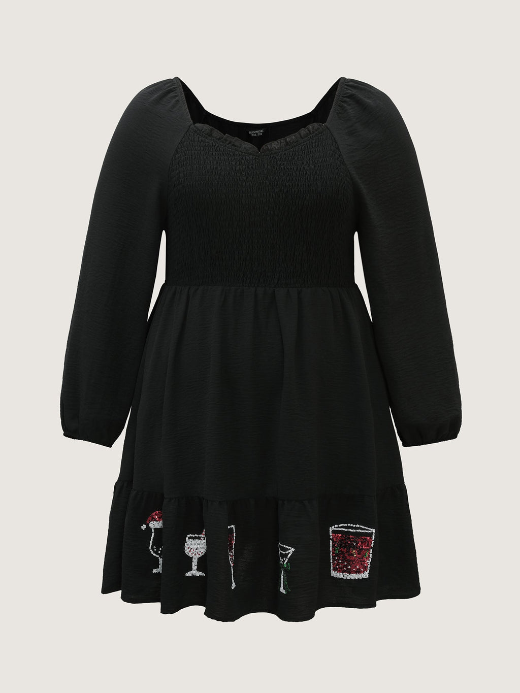 Colorful Sequin Embroidery Tiered Knee Dress