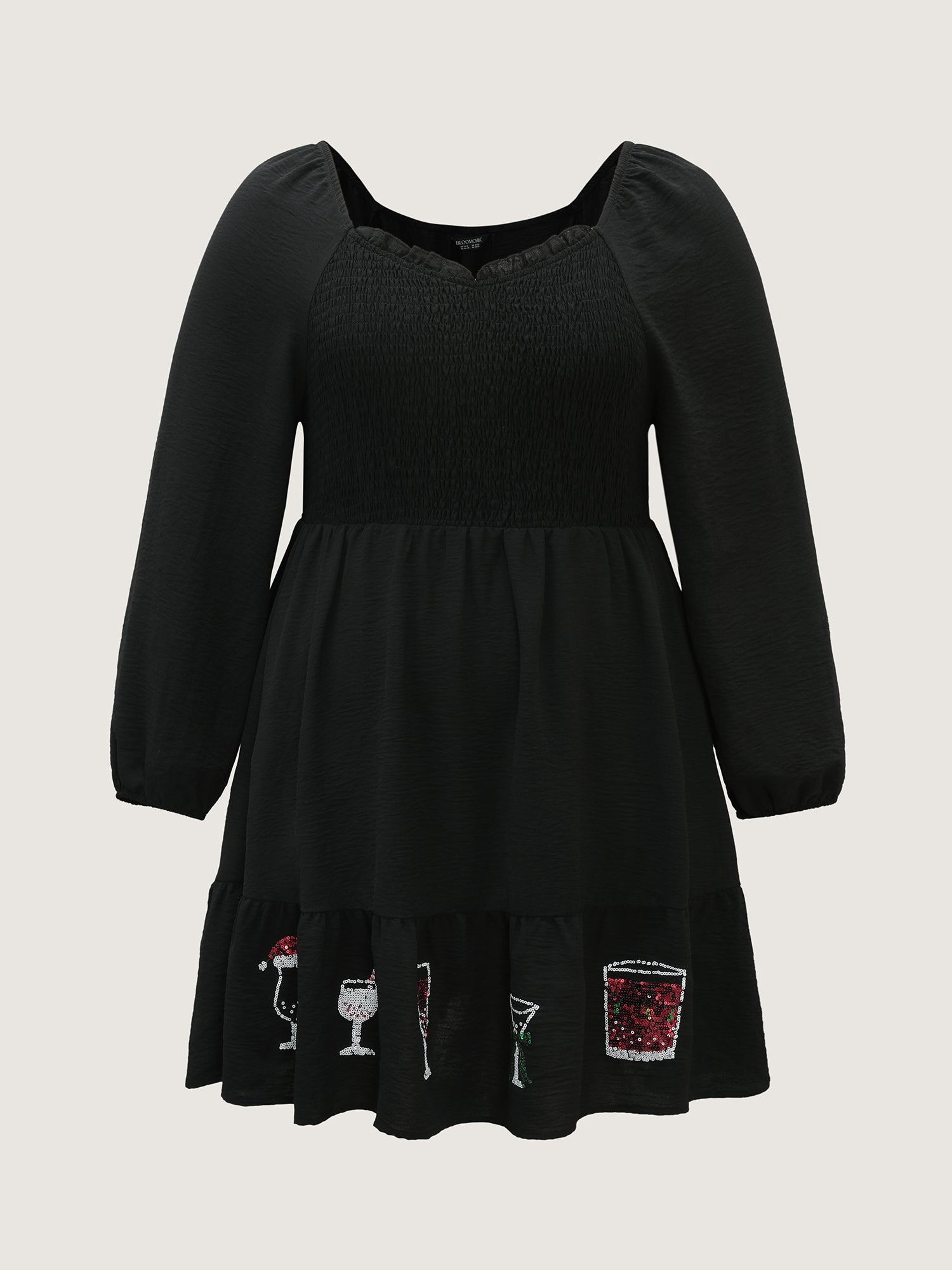 Colorful Sequin Embroidery Tiered Knee Dress