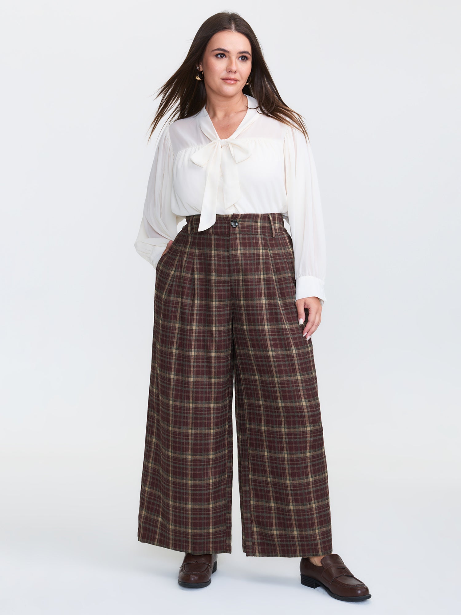 Checkered Pattern Pockets Pants