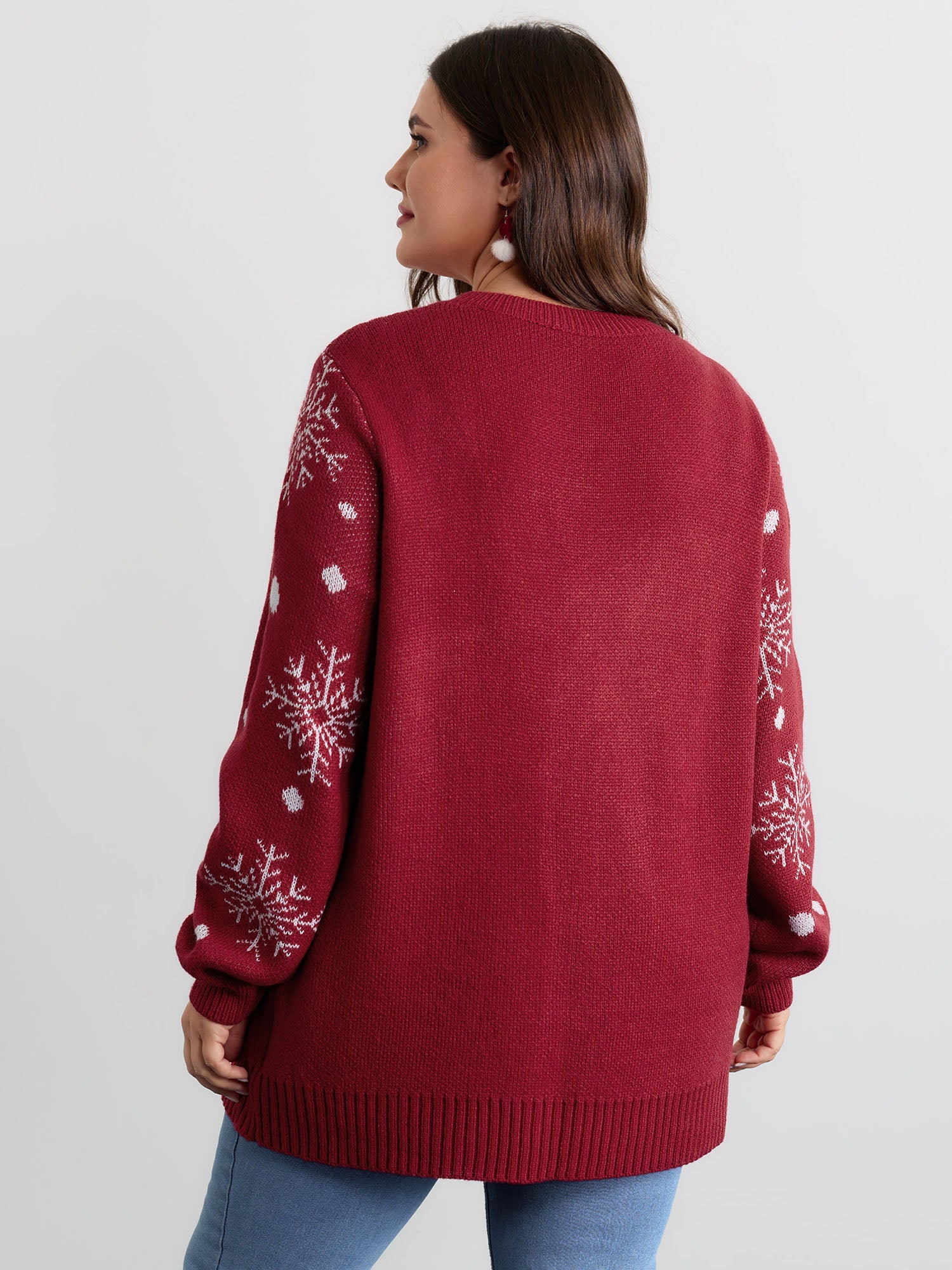 Deer Snowflake Pattern Jacquard Pullover