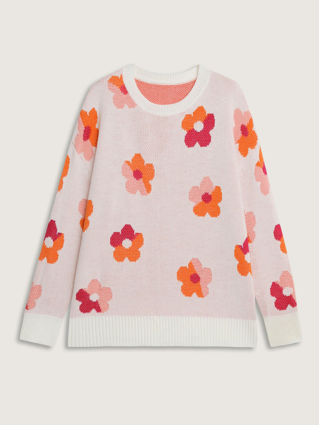 Colorful Floral Jacquard Pullover