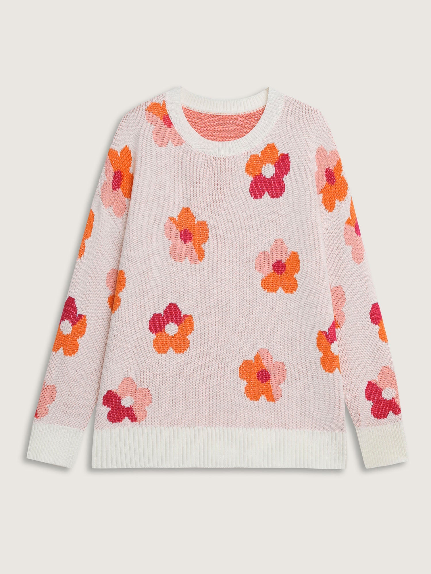 Colorful Floral Jacquard Pullover