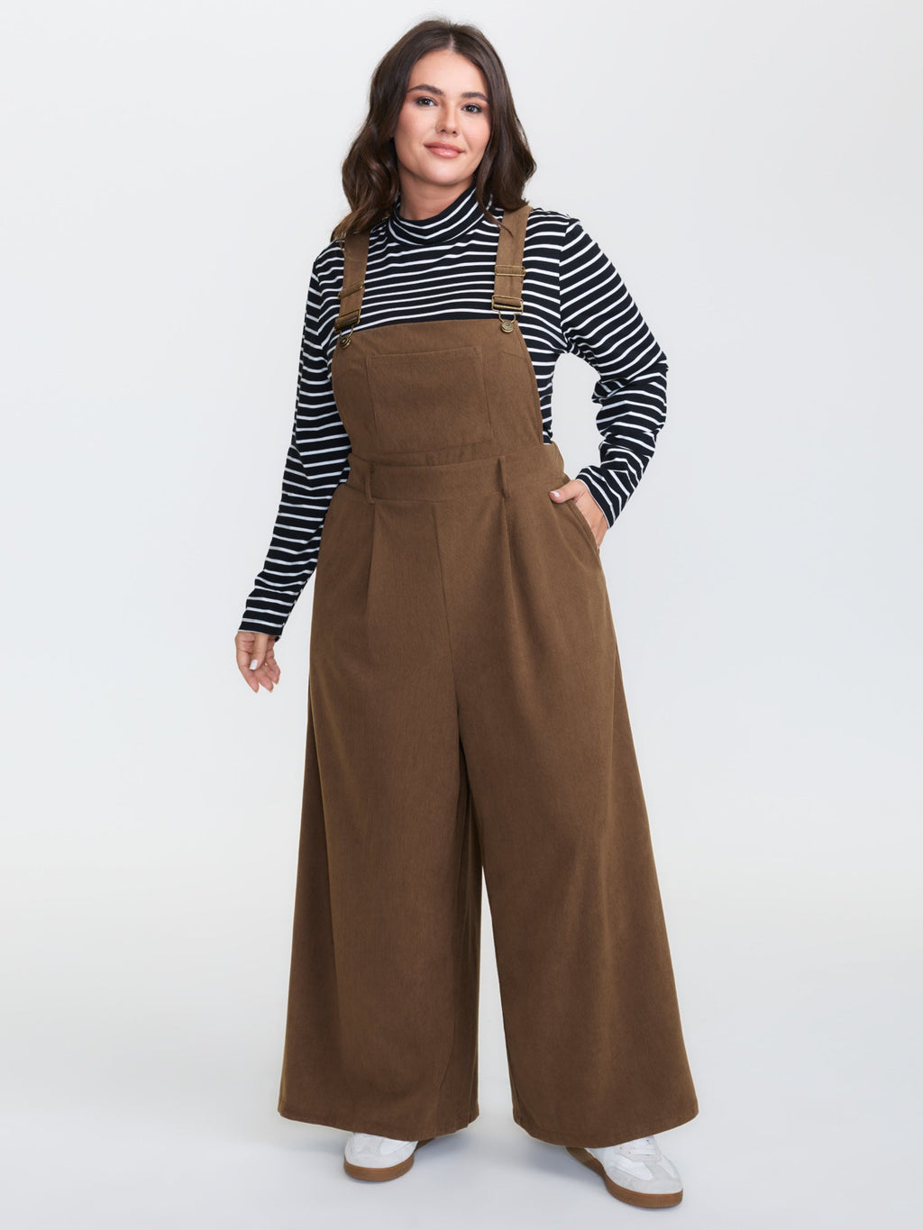 Corduroy Adjustable Shoulder Strap Jumpsuit