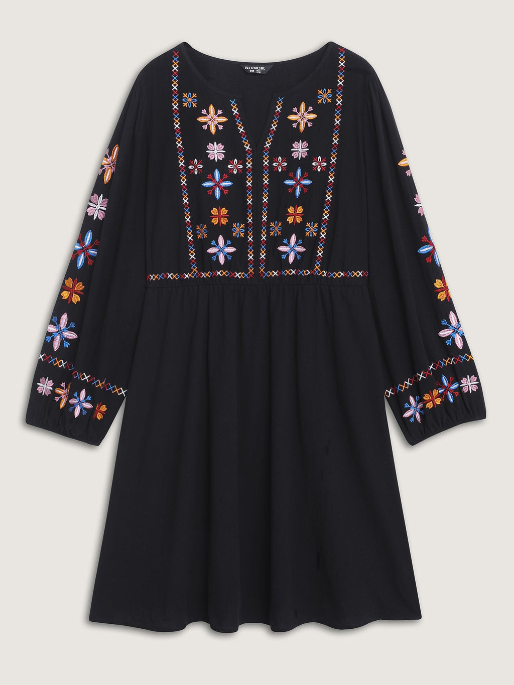 Cotton Embroidered High-Waist Midi Dress