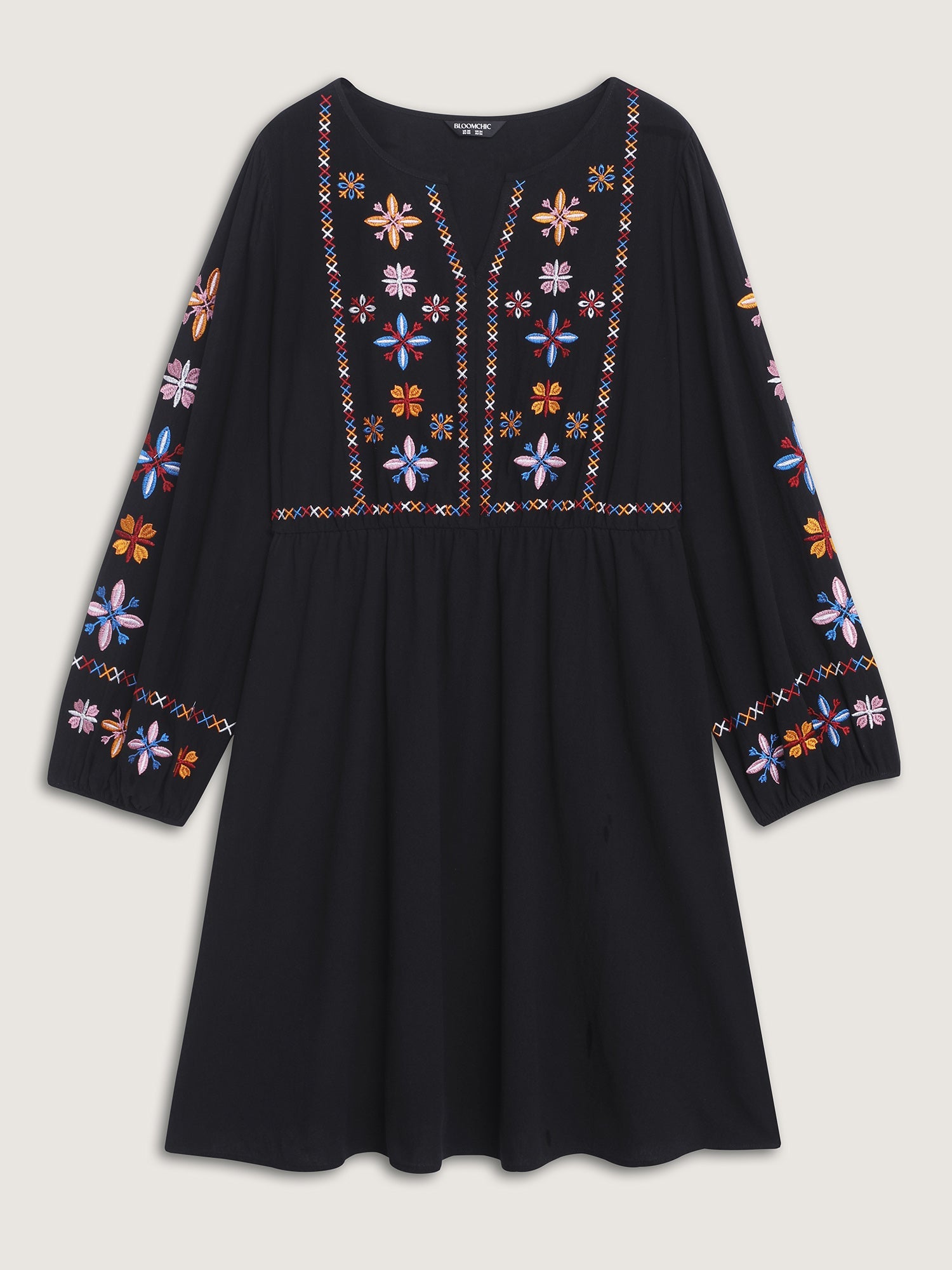 Cotton Embroidered High-Waist Midi Dress