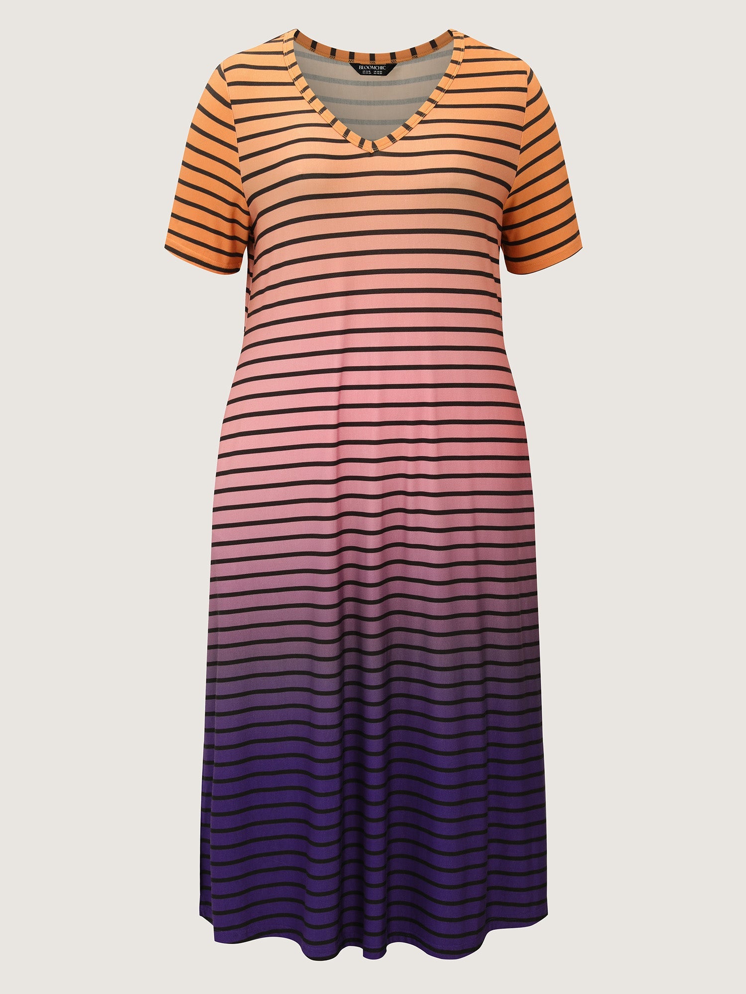 Color Gradient Stripe V-Neck Sleep Dress