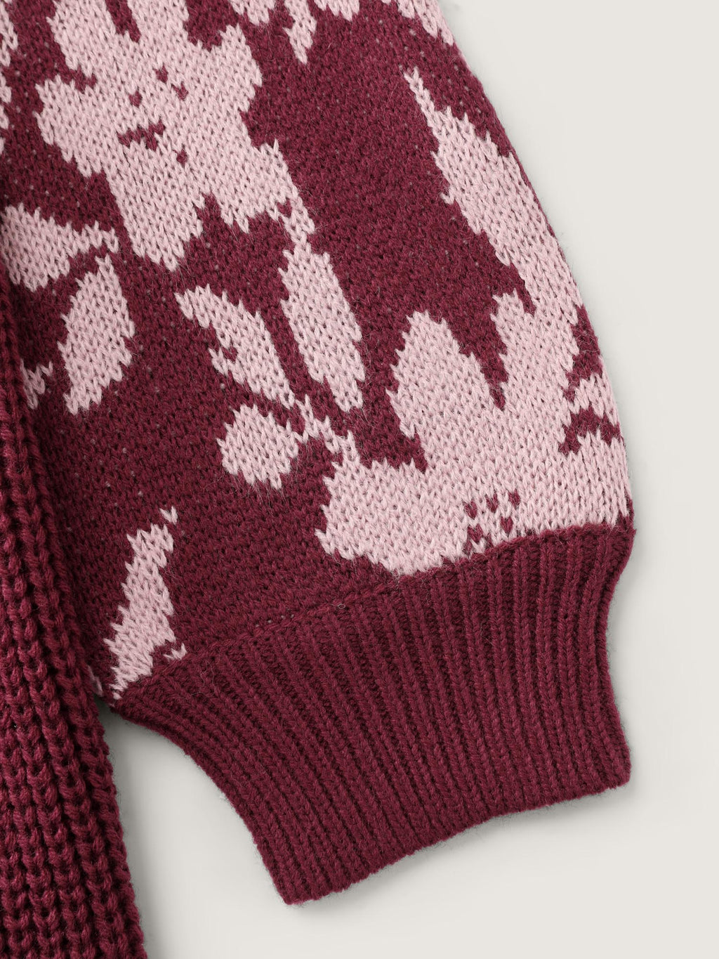 Cableknit Floral Cinched-Waist Pullover