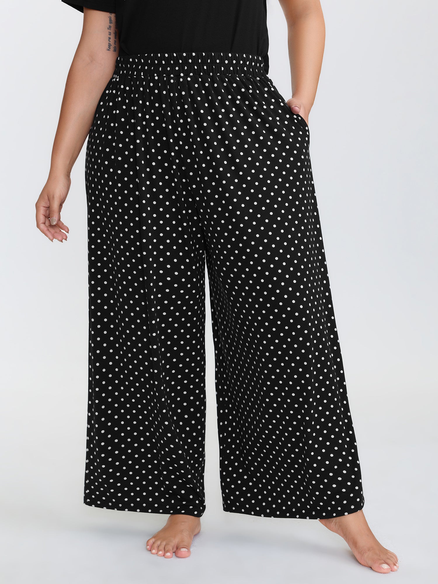 Cute Cat Polka Dots Print Sleepwear Set