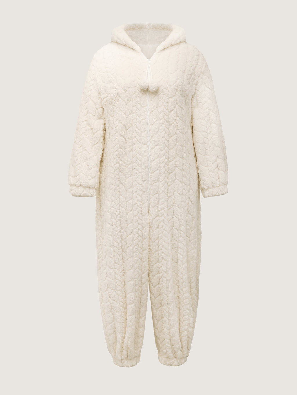 Fleece Zipper Hooded Sleep Jumpsuit