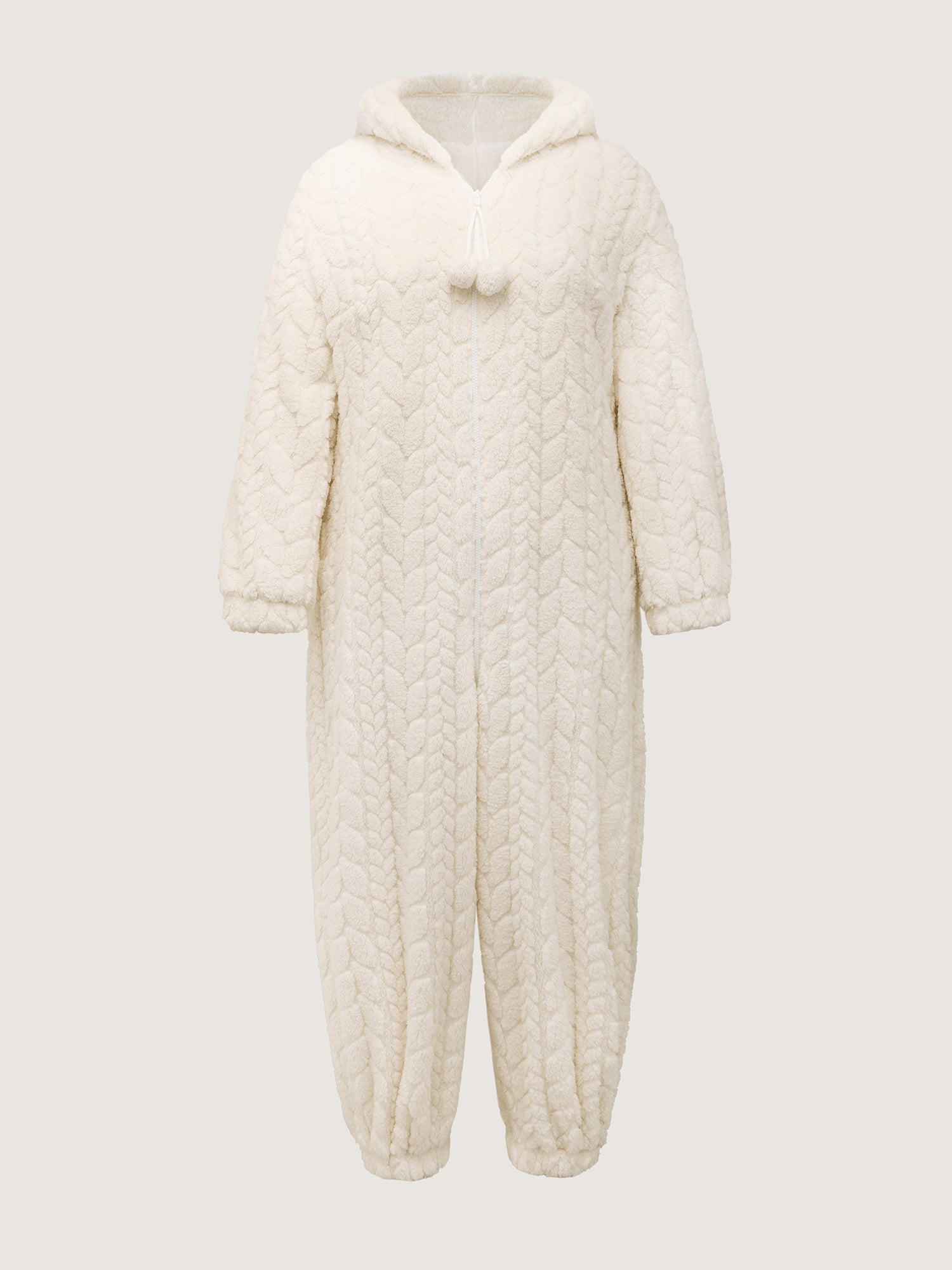 Fleece Zipper Hooded Sleep Jumpsuit