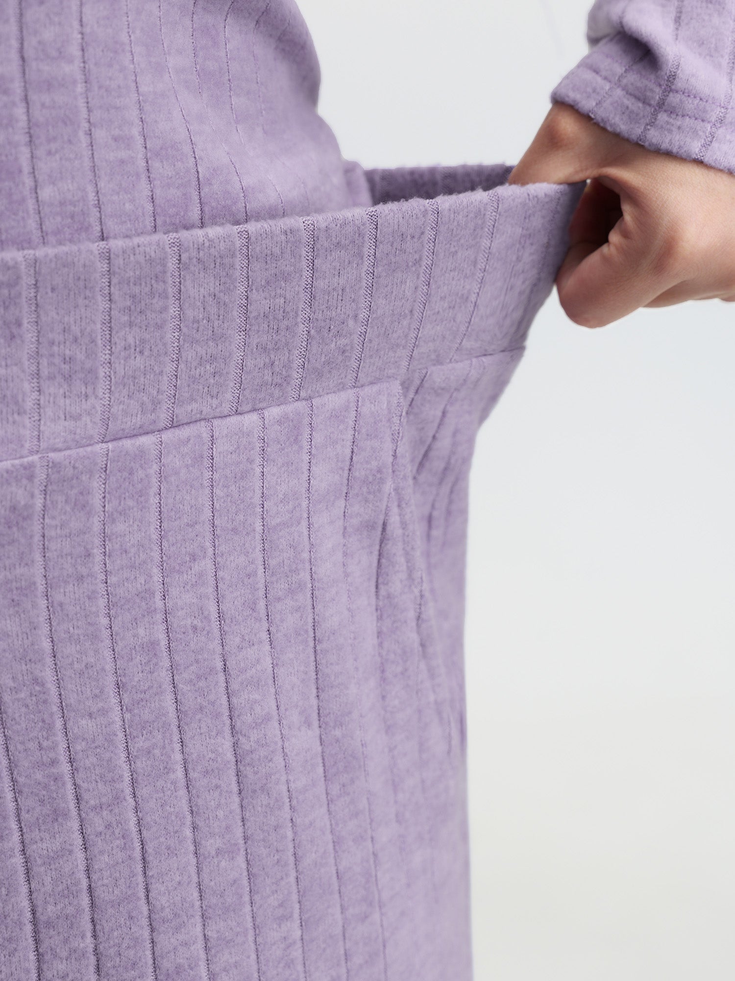 Brushed Ribbed Wide-Leg Lounge Bottoms