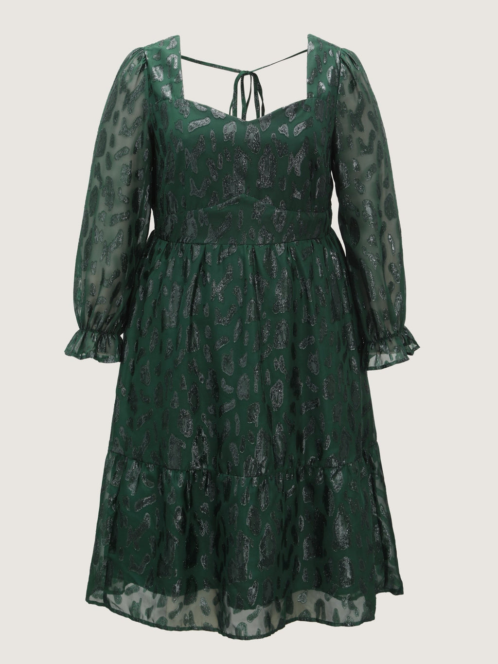 Textured Shirred Backless Tie Midi Dress