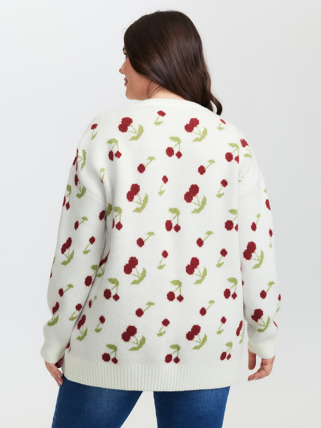 Cherry Pattern Jacquard Pullover