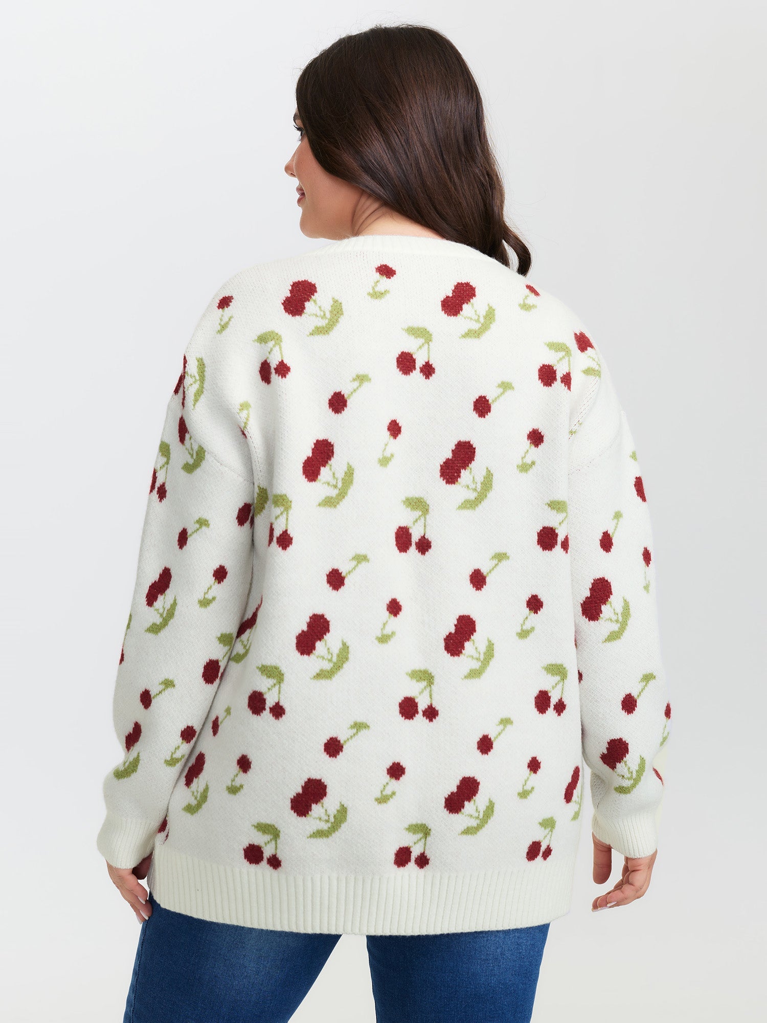 Cherry Pattern Jacquard Pullover