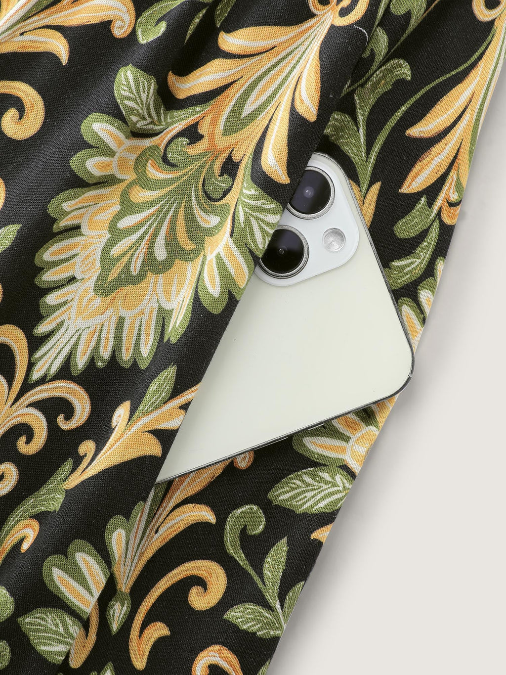 Boho Print Triangular Waist Shirred Maxi Dress