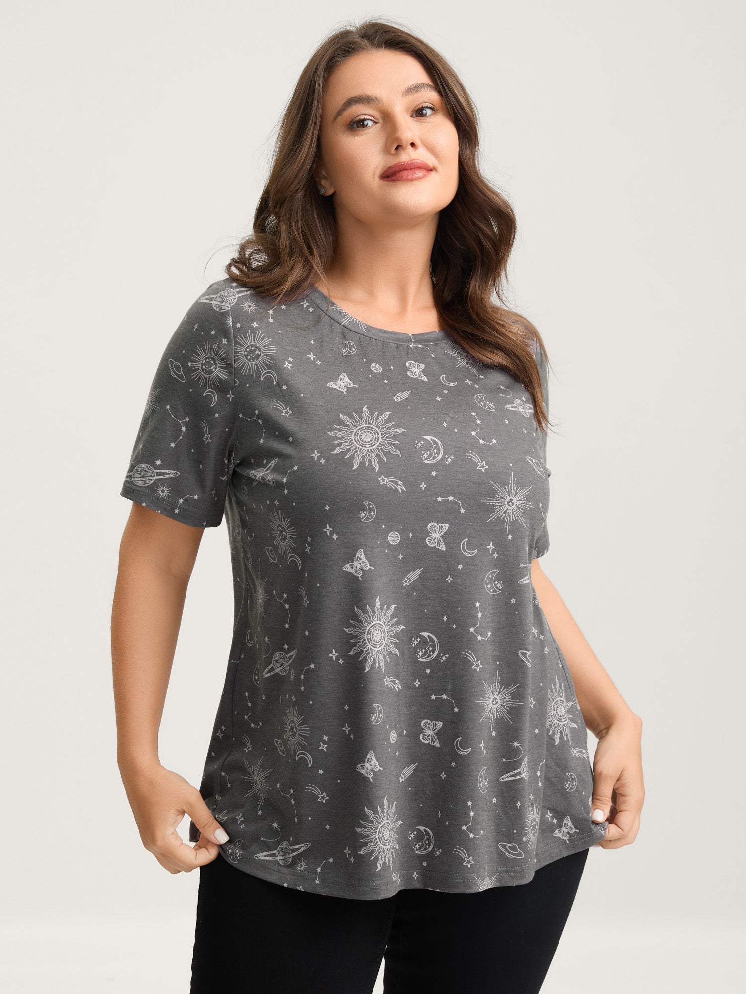 Celestial Print Crew Neck T-Shirt