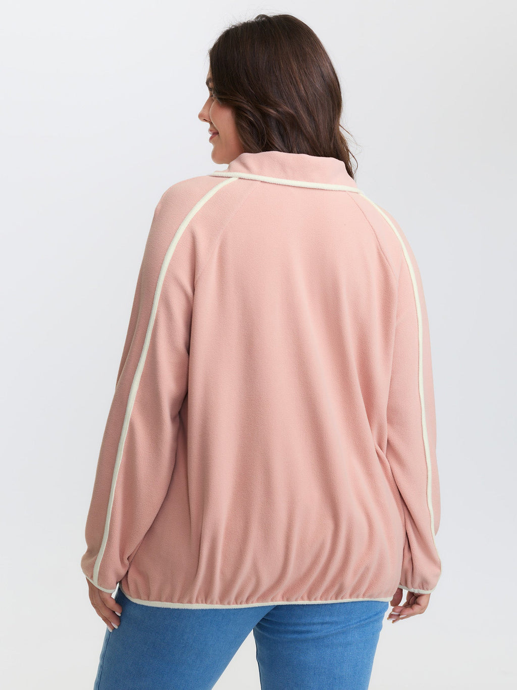 Color Contrast Fluffy Half Zip Sweatshirt