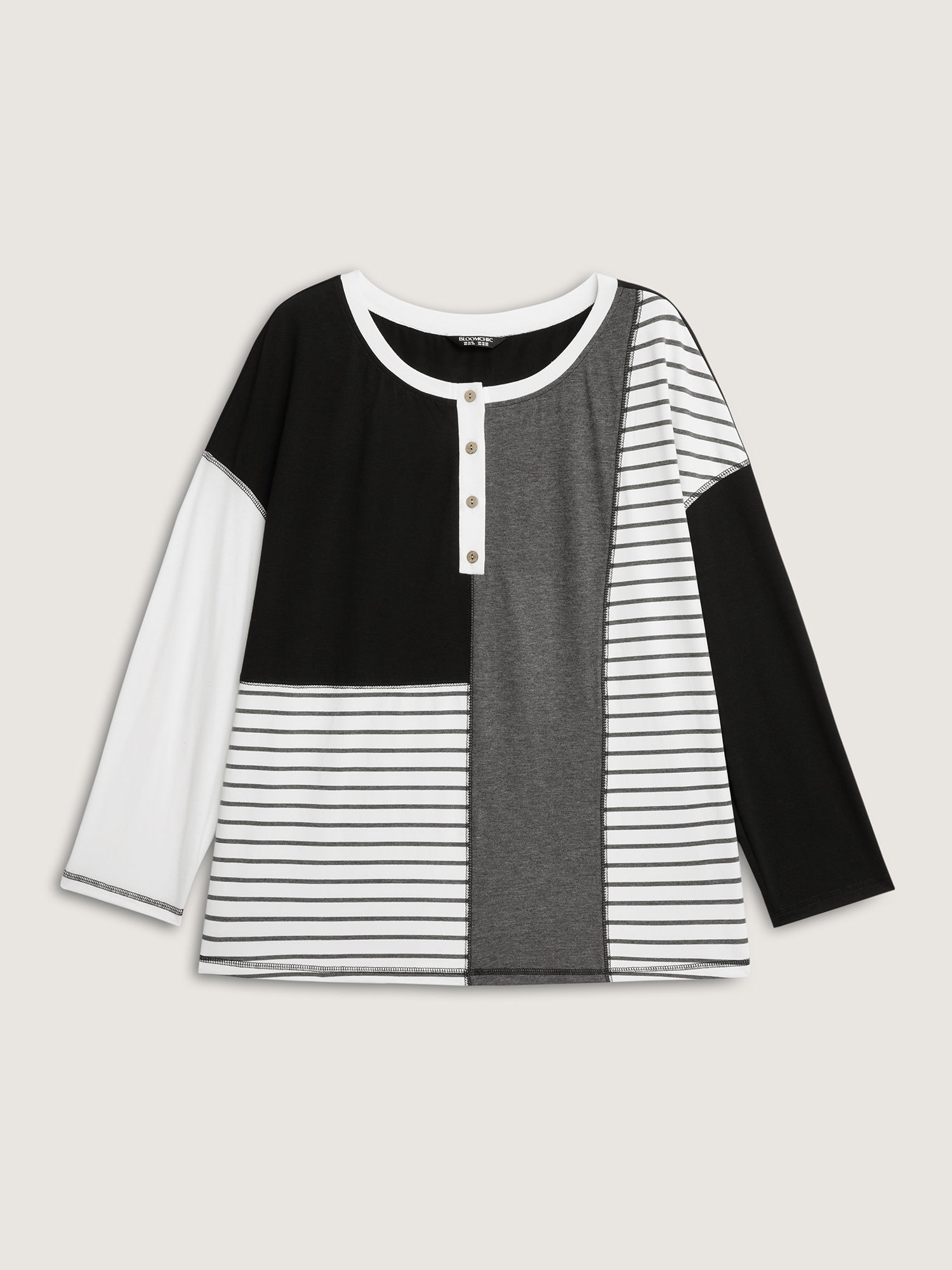 Colorblock Stretchy Stripe Print T-Shirt
