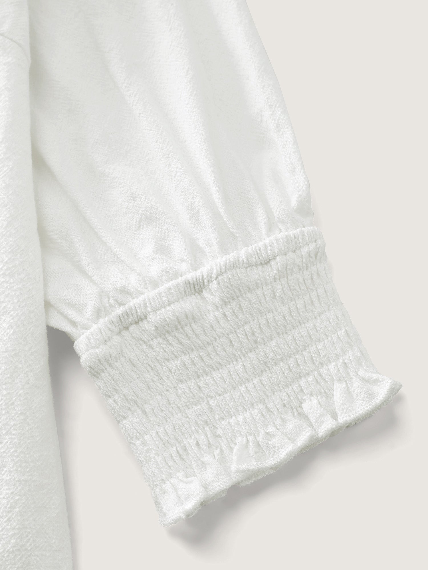 Cotton Floral Embroidery Shirred Blouse