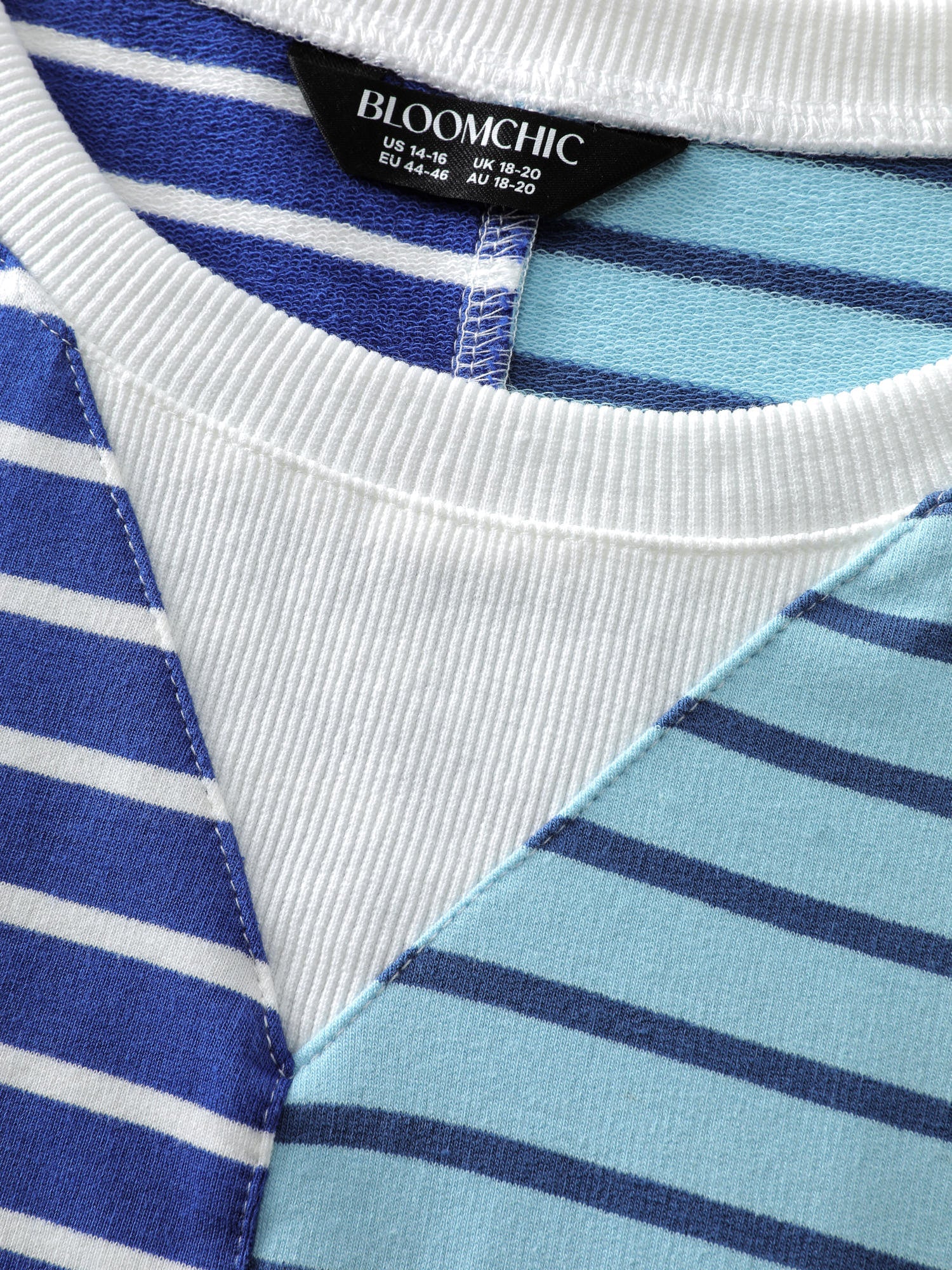 Color Contrast Stripe Print V-Neck Sweatshirt