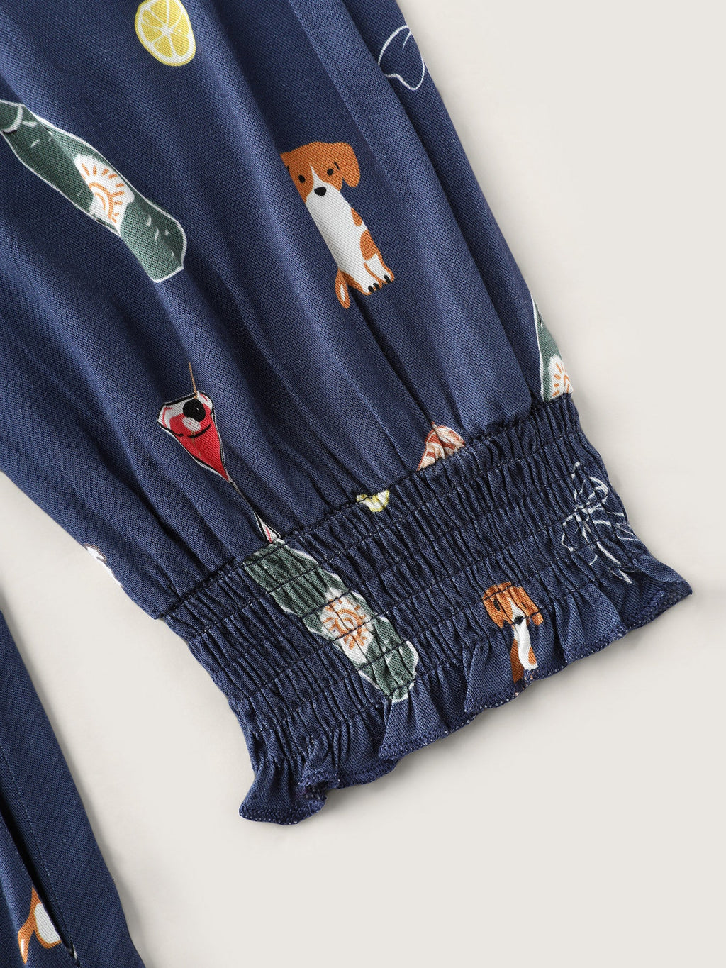 Colorful Pattern Shirred Pockets Midi Dress