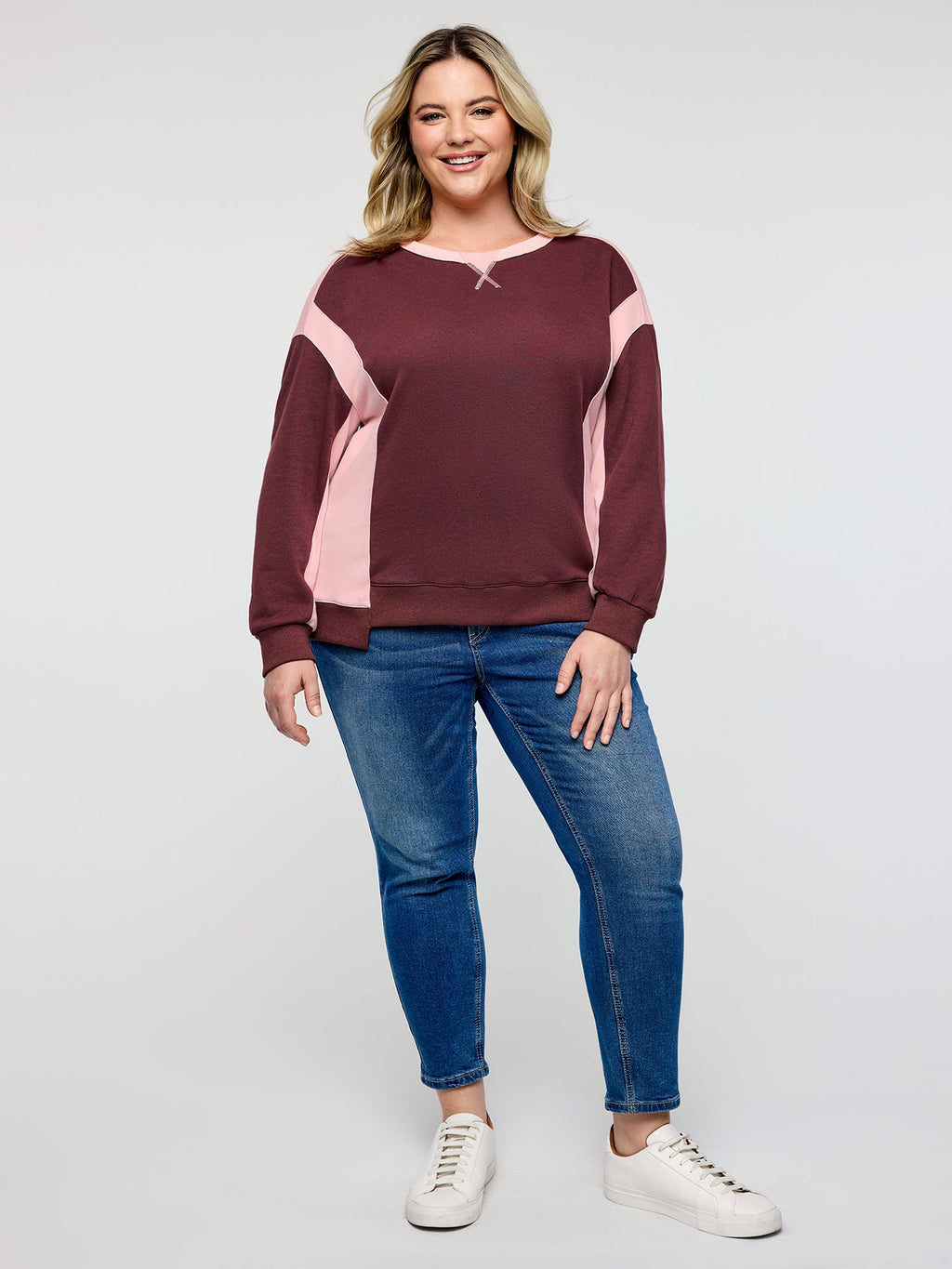 Color Contrast Relaxed-Fit Sweatshirt