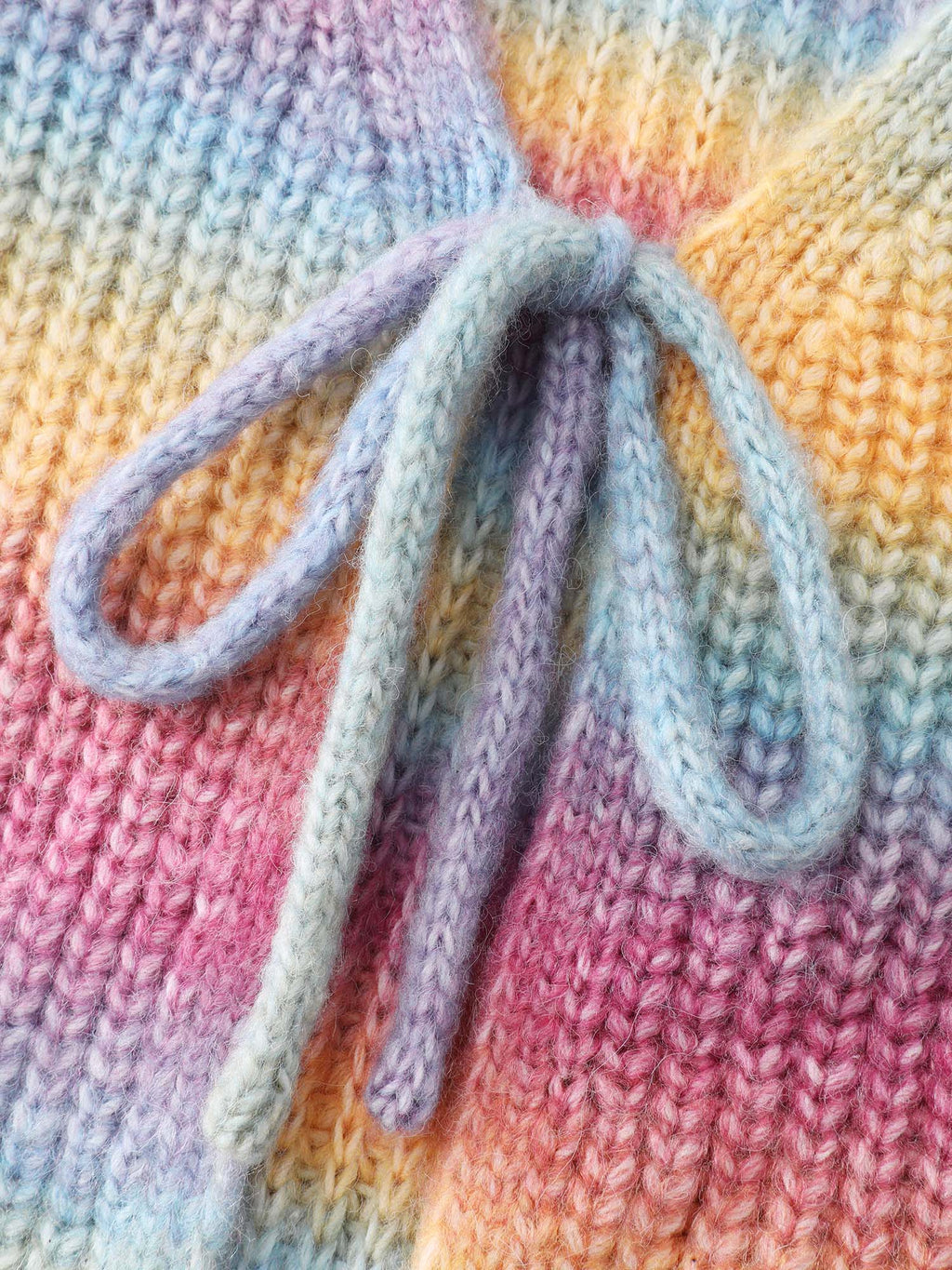 Colorful Front-Tie Heather Knit Cardigan