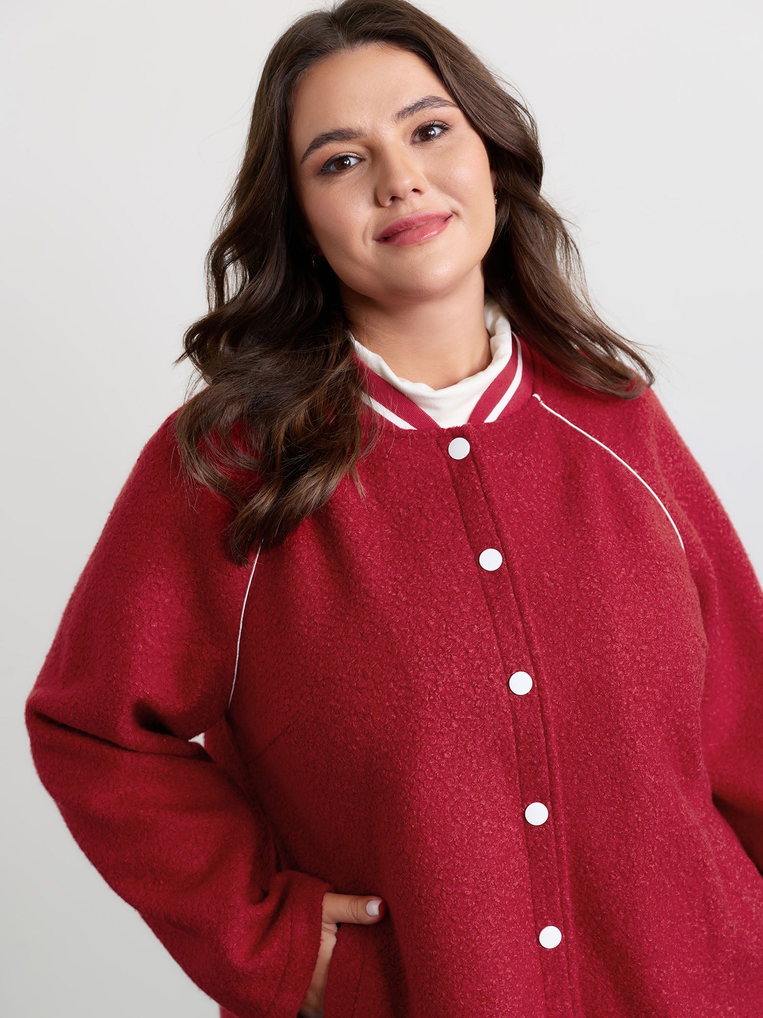 Color Contrast Raglan Sleeve Jacket