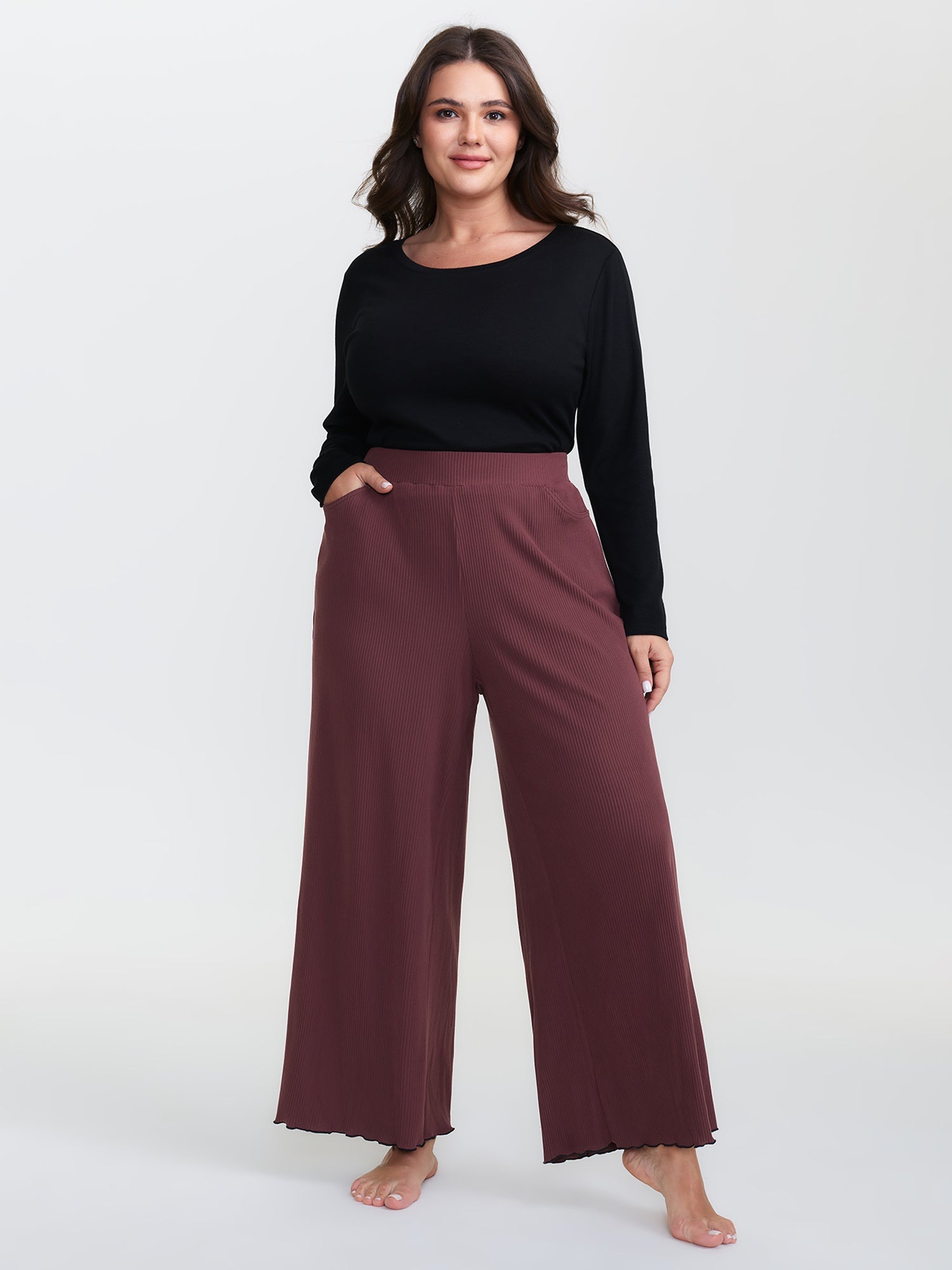 Wavy Edge Straight-Leg Lounge Bottoms