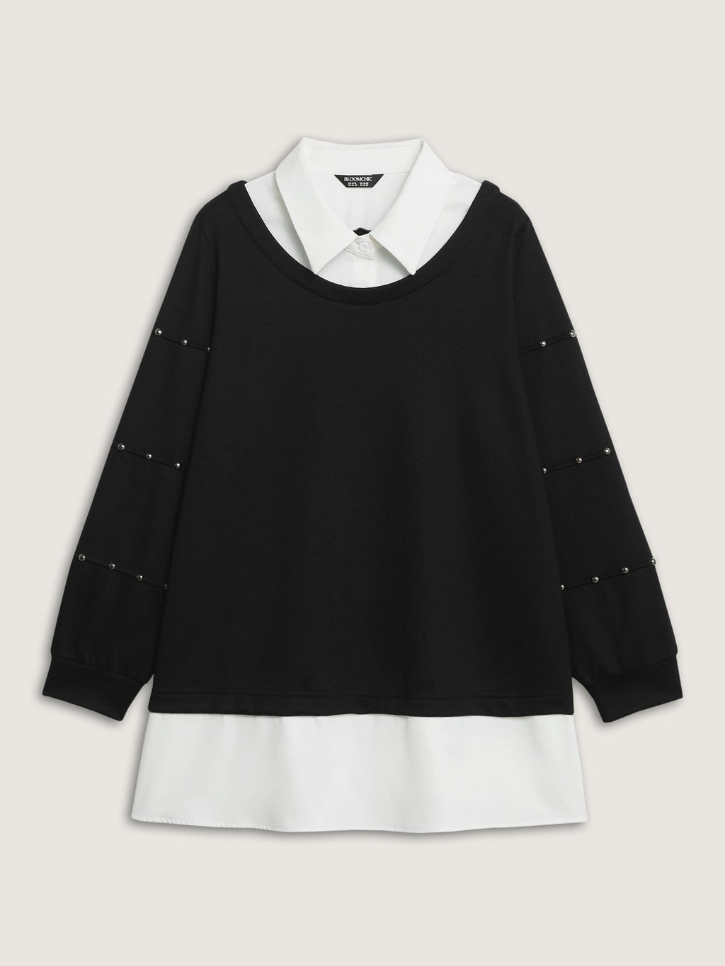 2-in-1 Layered Contrast Collar Sweatshirt